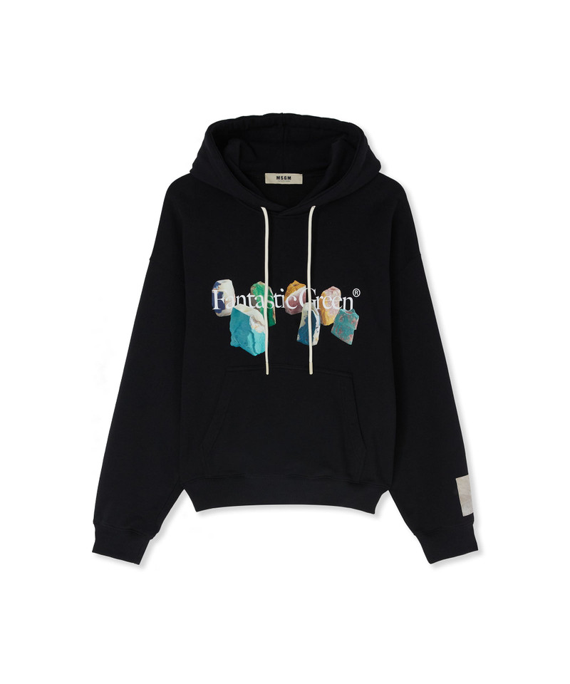 "FANTASTIC GREEN INVERSE SERIES" organic cotton hooded sweatshirt - 1