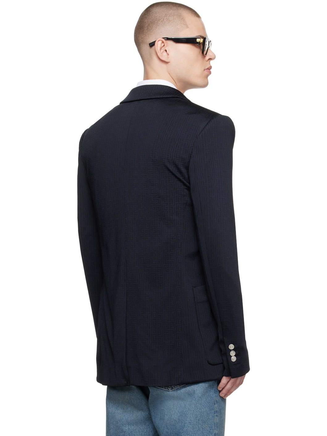 Navy Casual Mini Monogram Blazer - 3