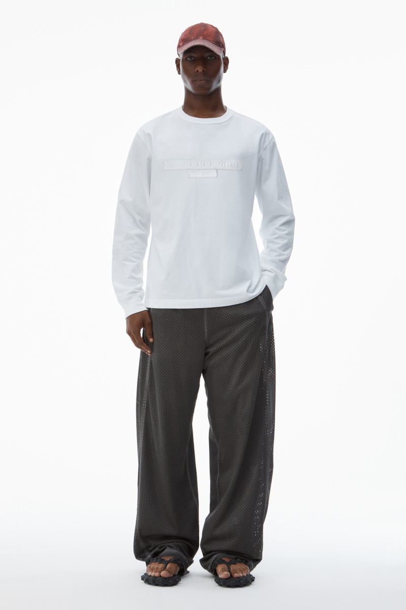 Alexander Wang Unisex Long-Sleeve Tee with Distressed Logo in Cotton Jersey outlook