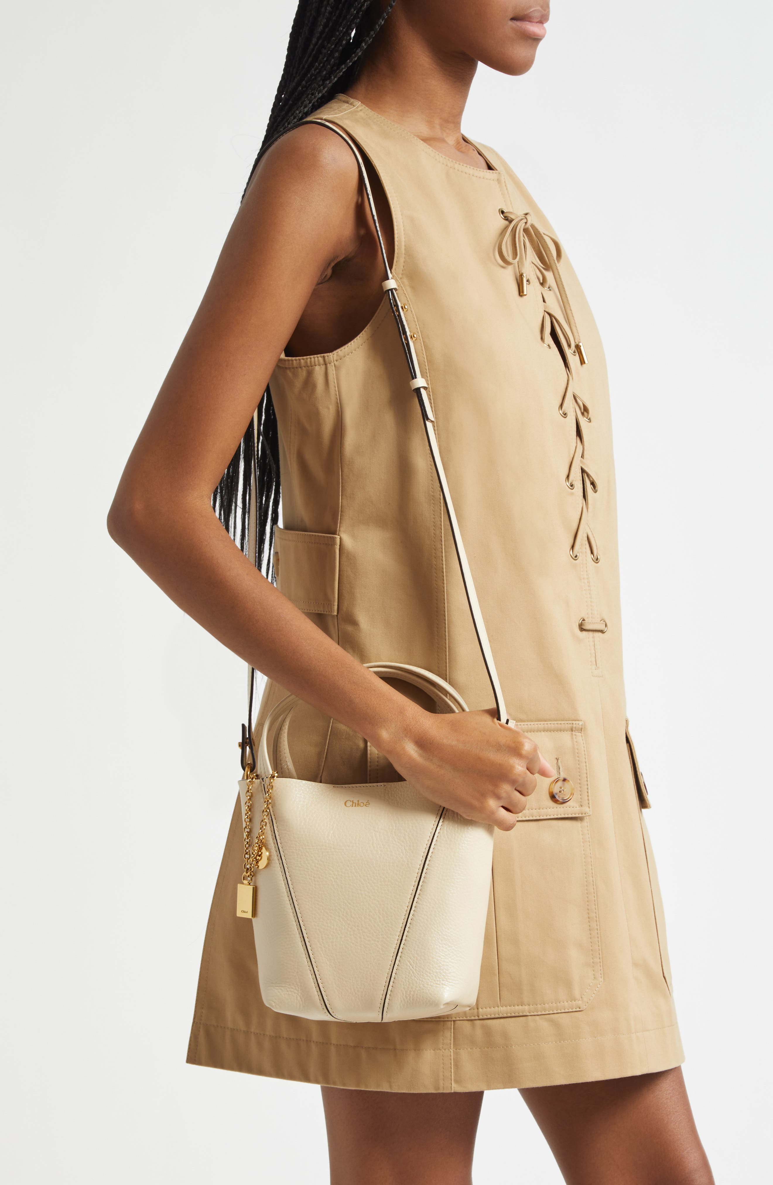 Chloé Small Spin Leather Crossbody Tote in Sweet Beige at Nordstrom - 2