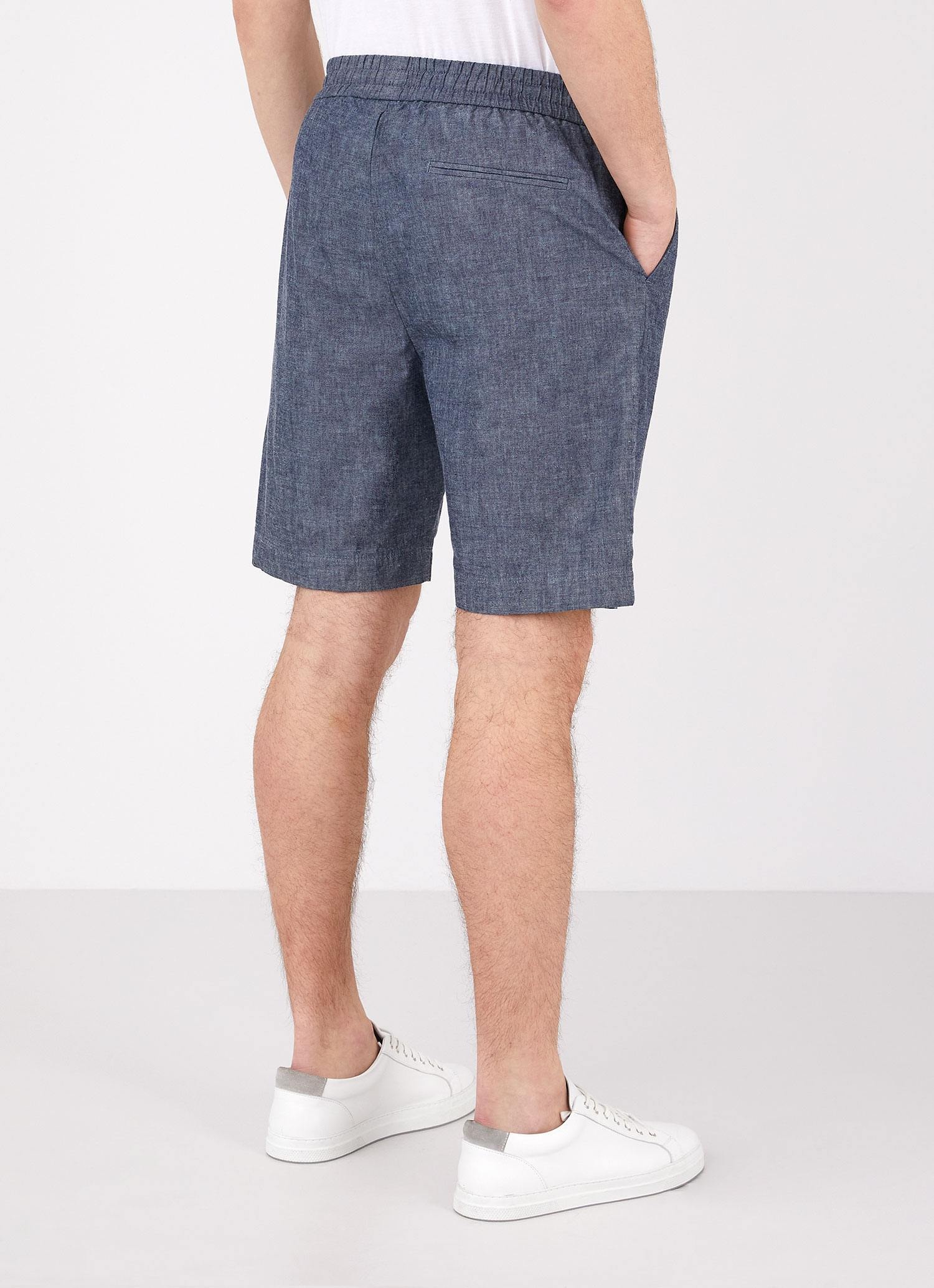 Chambray Denim Drawstring Shorts - 4