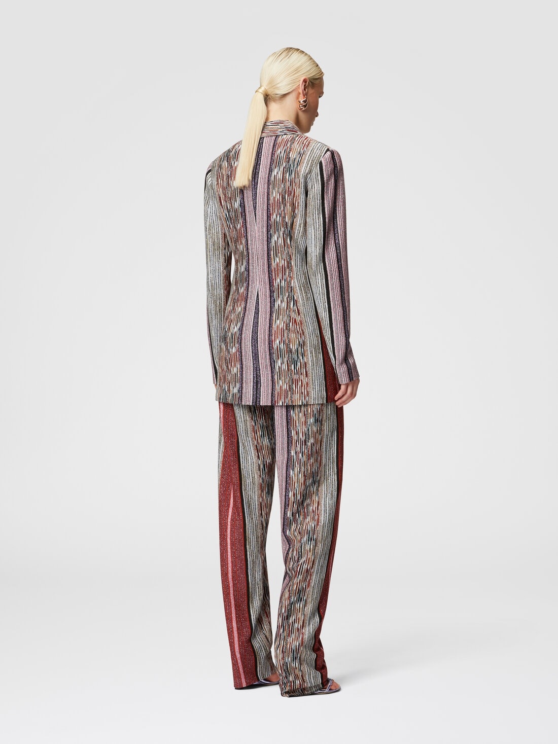 Long blazer in lamé striped viscose - 3