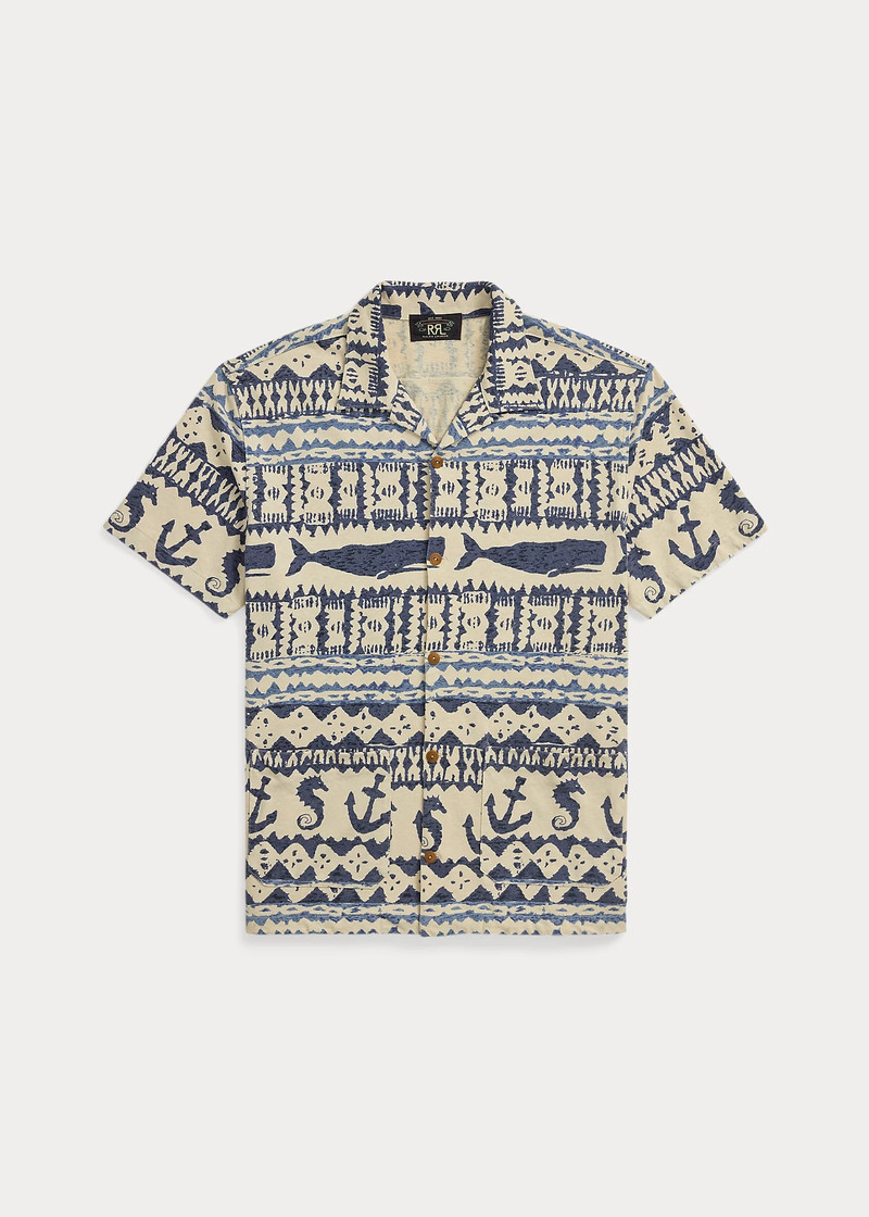Nautical-Print Jersey Camp Shirt 1
