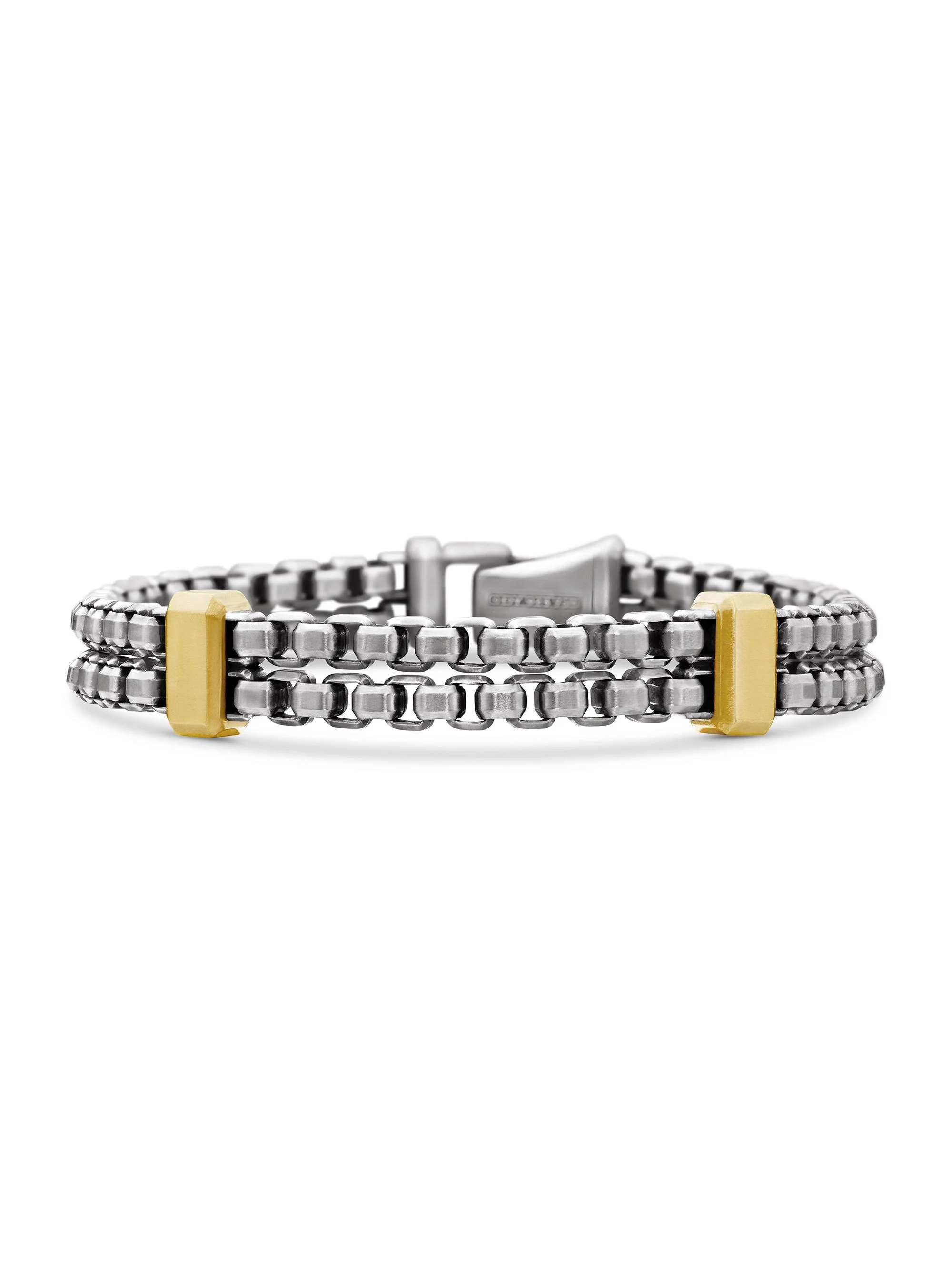 Men's Double Box Chain Bracelet in Sterling Silver - Silver - 1