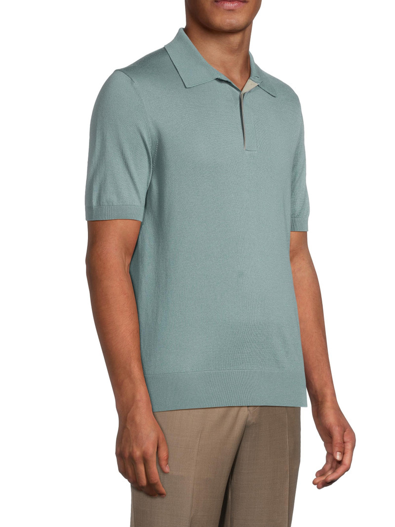 Men's Dressy Lux Modern-Fit Suede Placket Polo Shirt - Green 4