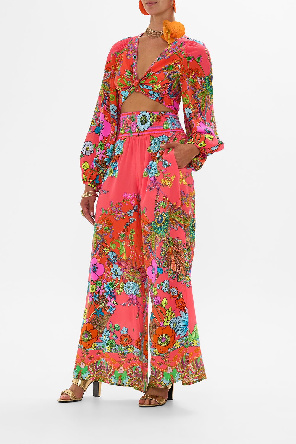 SHIRRED WAIST PANT - 4