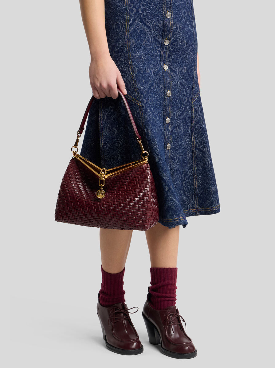 MEDIUM WOVEN LEATHER VELA BAG - 3