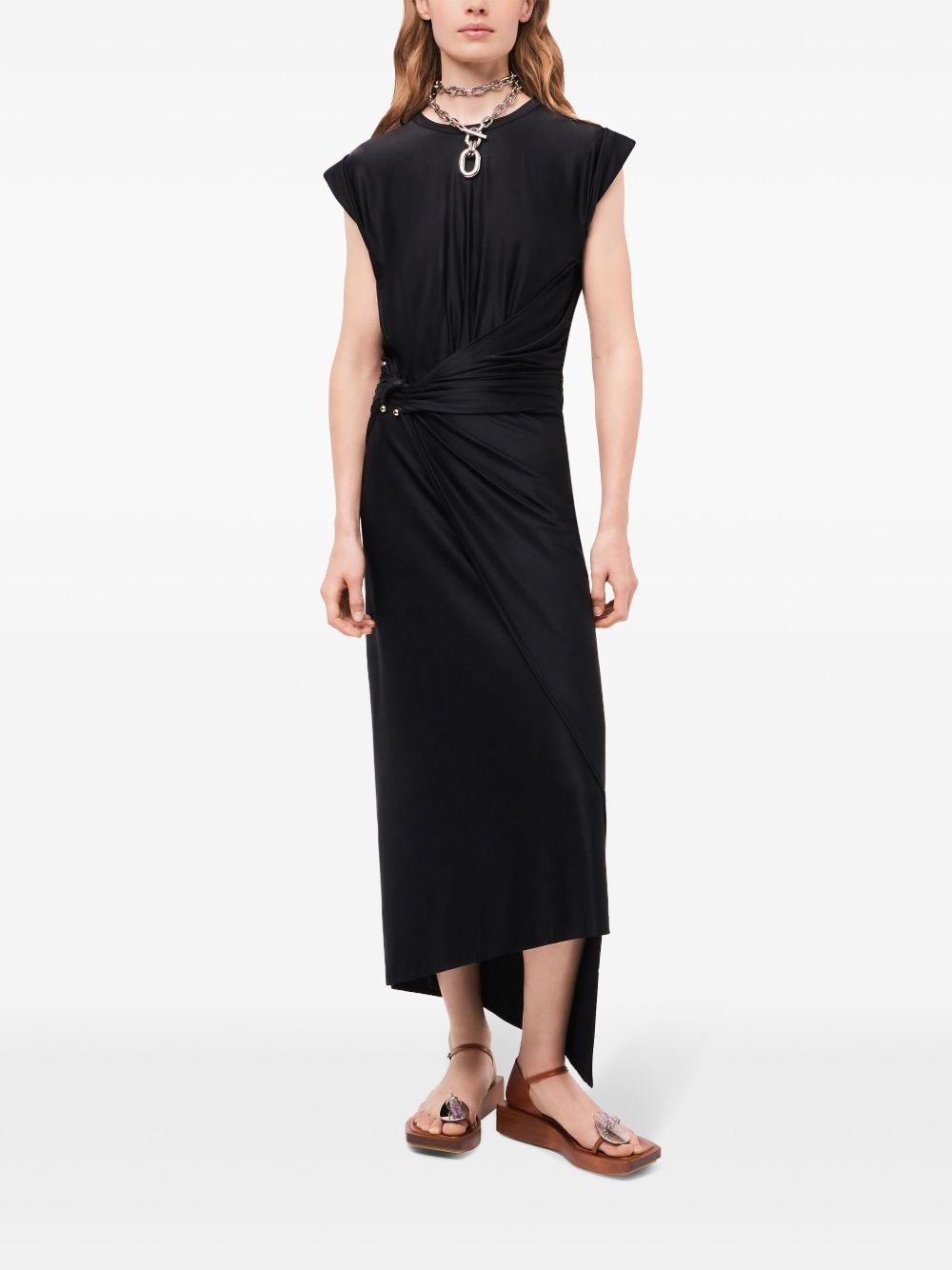 gathered-detail draped midi dress - 2