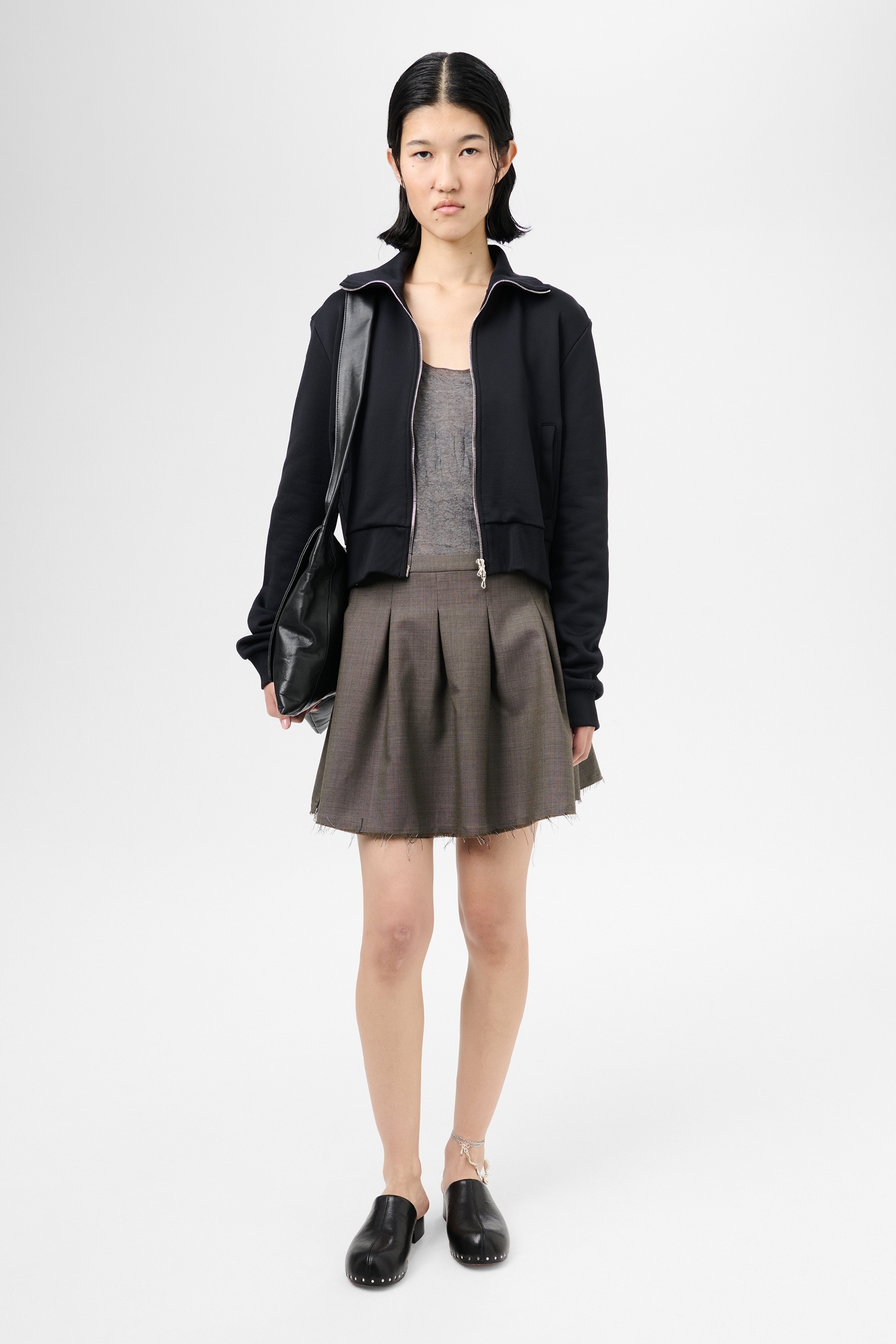 Object Skirt Grey Atom Check Wool - 2