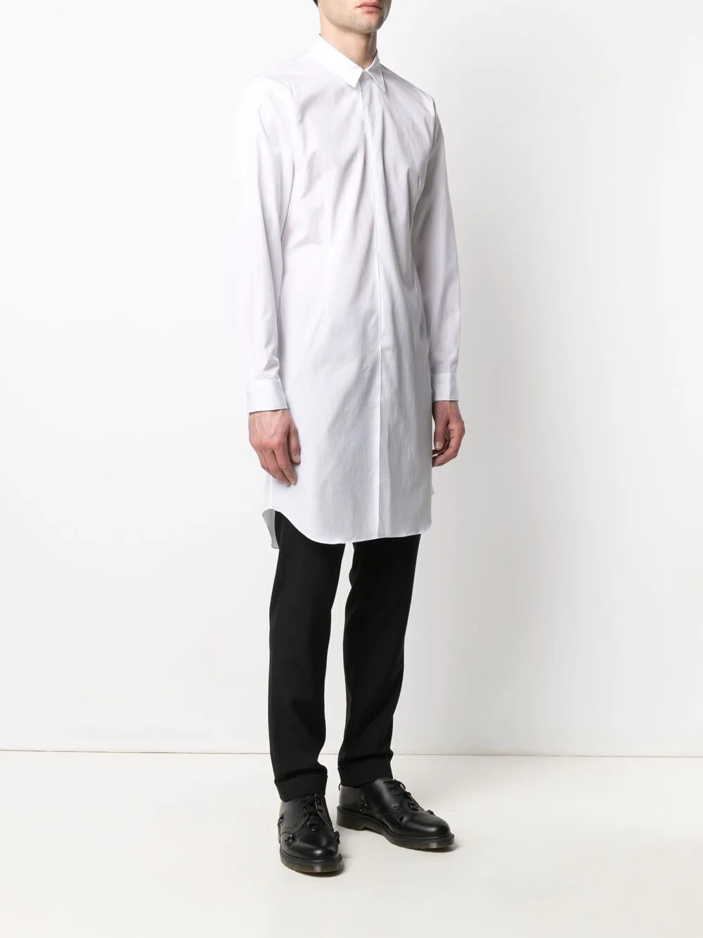 longline button-up cotton shirt - 3