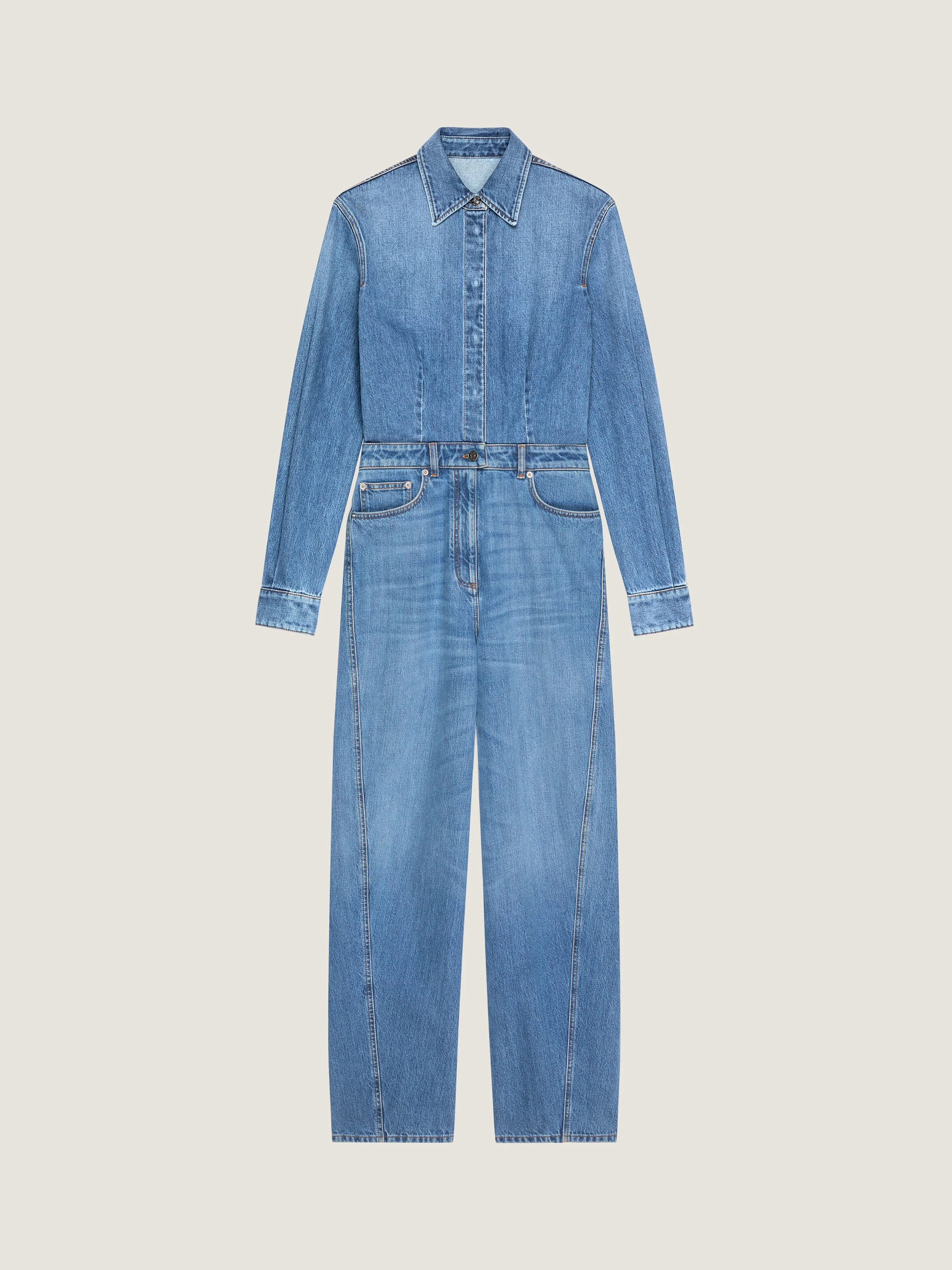 JUMPSUIT IN WASHED DENIM - 1