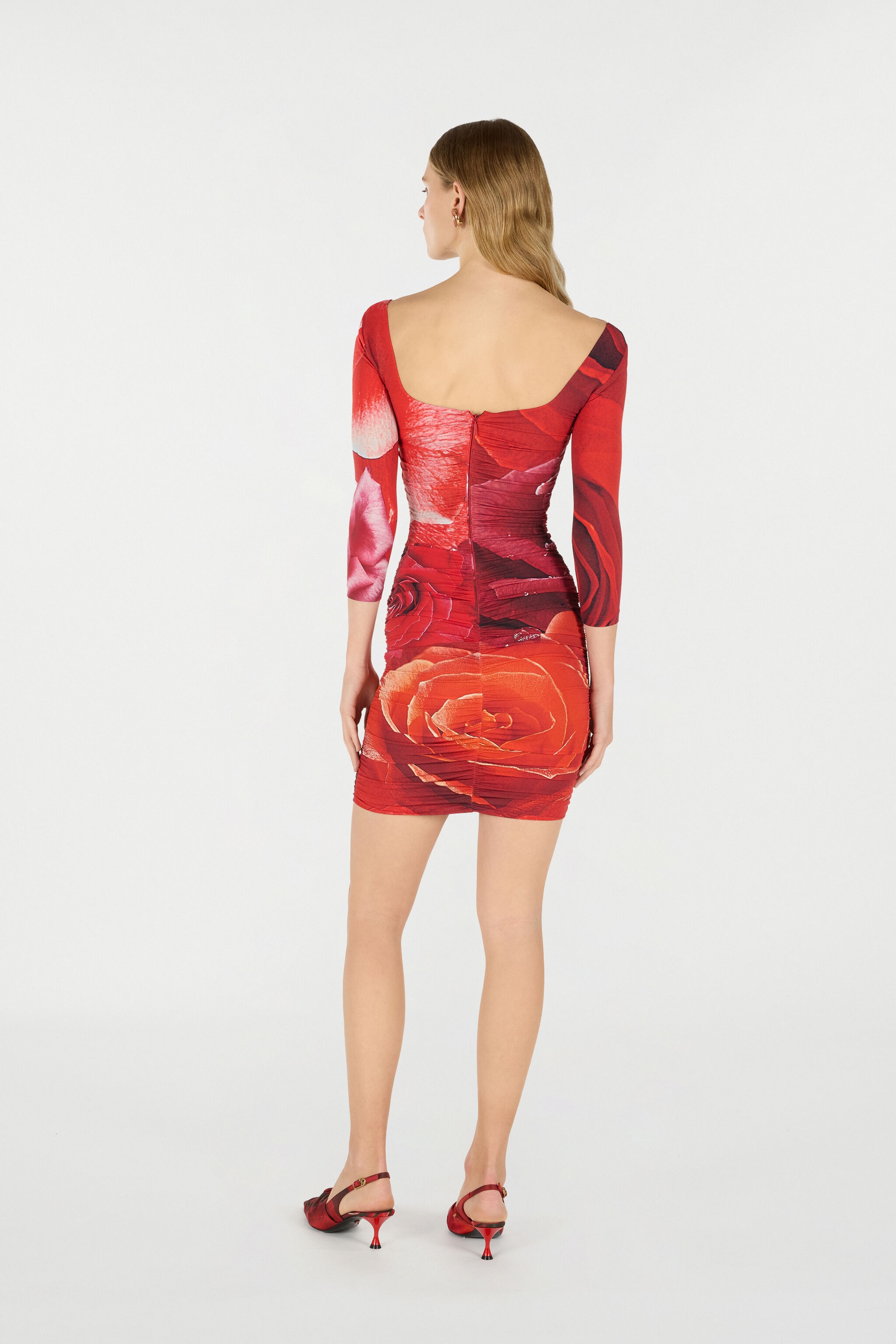 Rose-Print Mini Dress - 4
