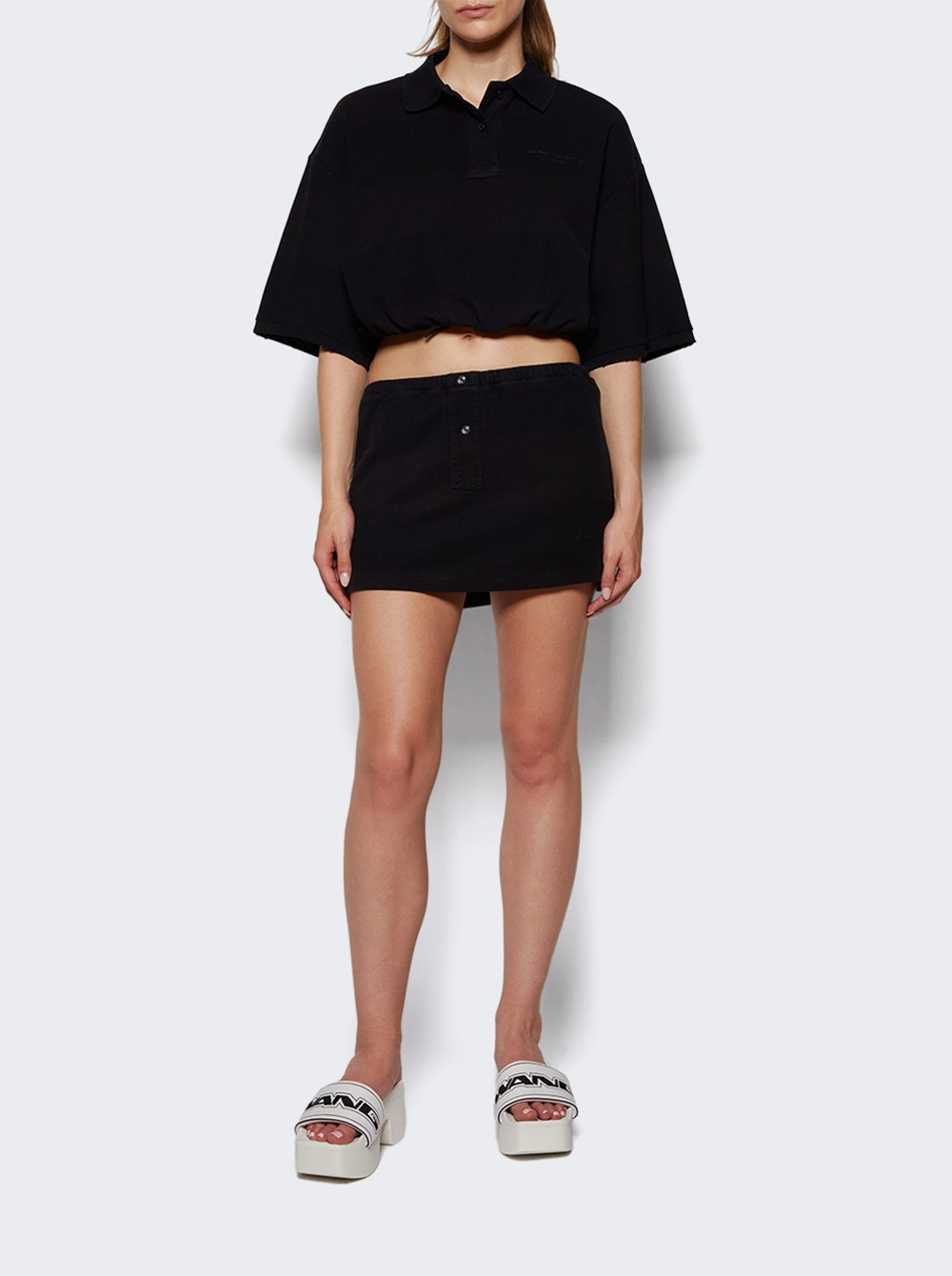 Mini Deconstructed Polo Skort Black Overdyed Stripe - 5