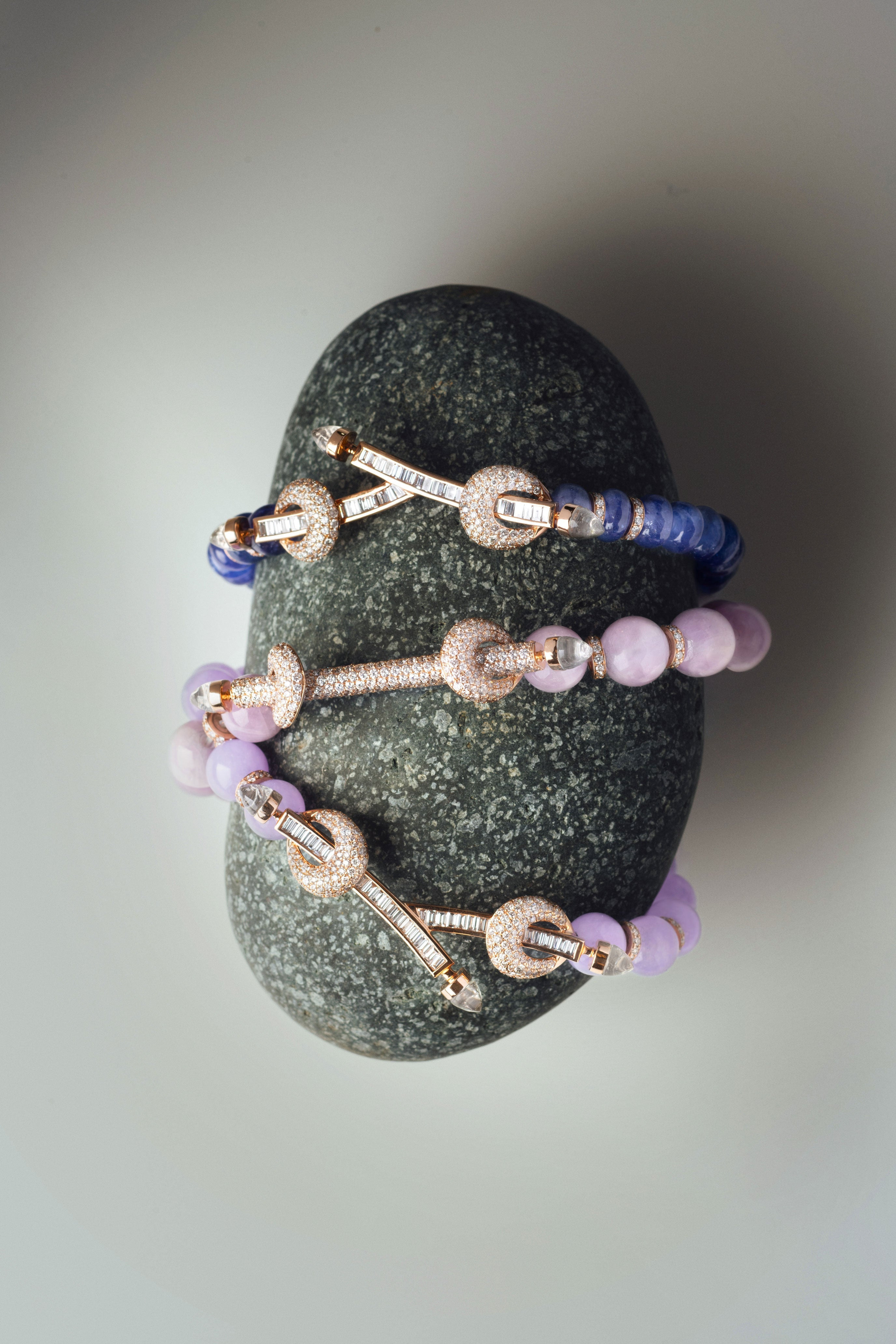 Tanzanite Diamond Twin Bar Chakra Bracelet - 2