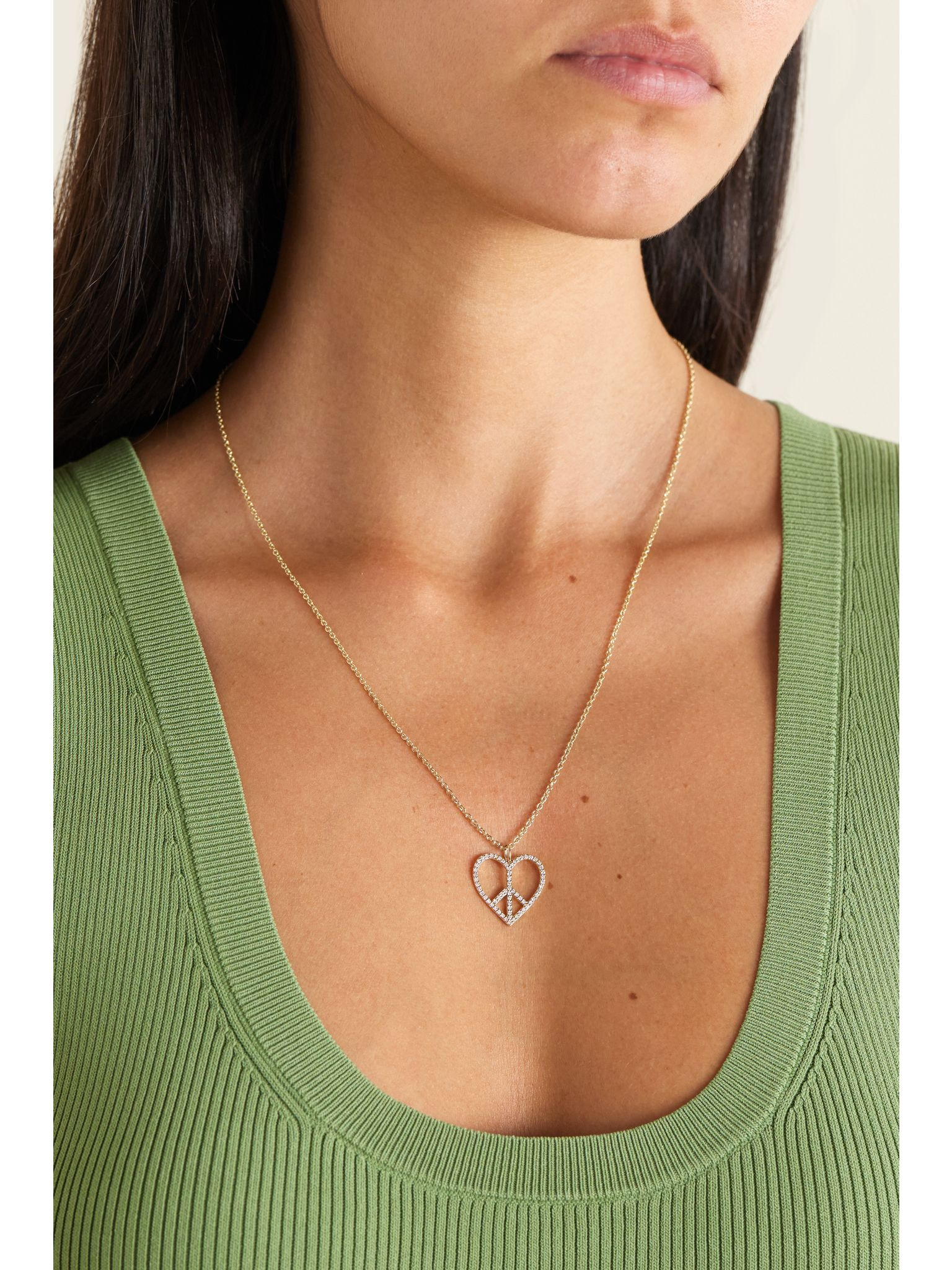 Peace Heart XL 14-karat gold diamond necklace Gold - 2
