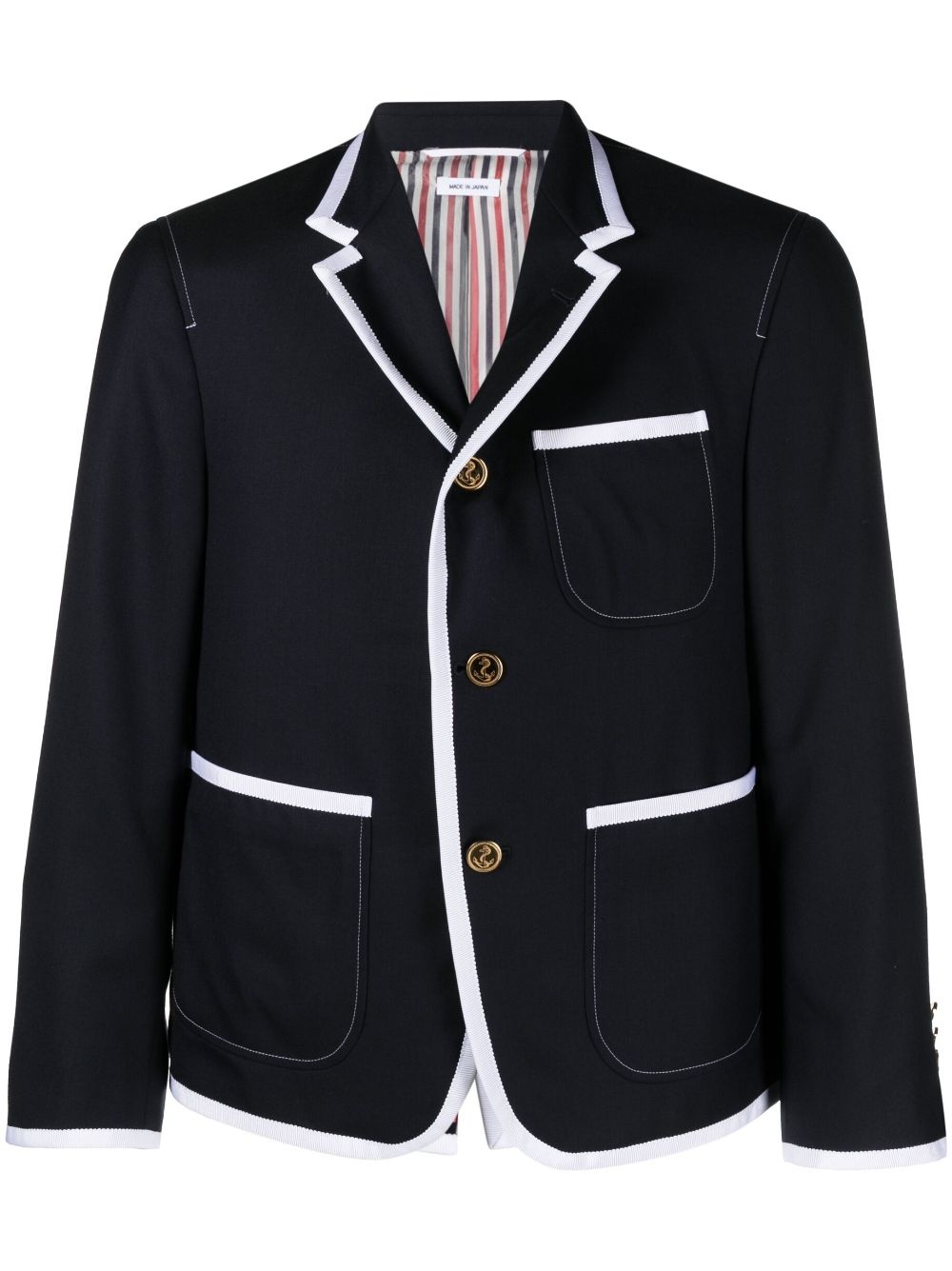 contrasting-trim single-breasted blazer - 1