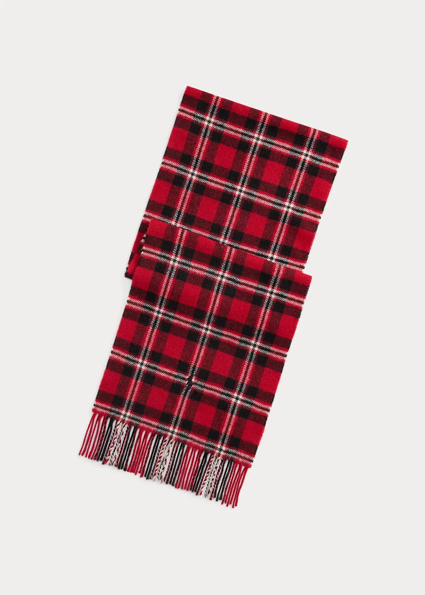 Plaid Fringe Wool Scarf - 1