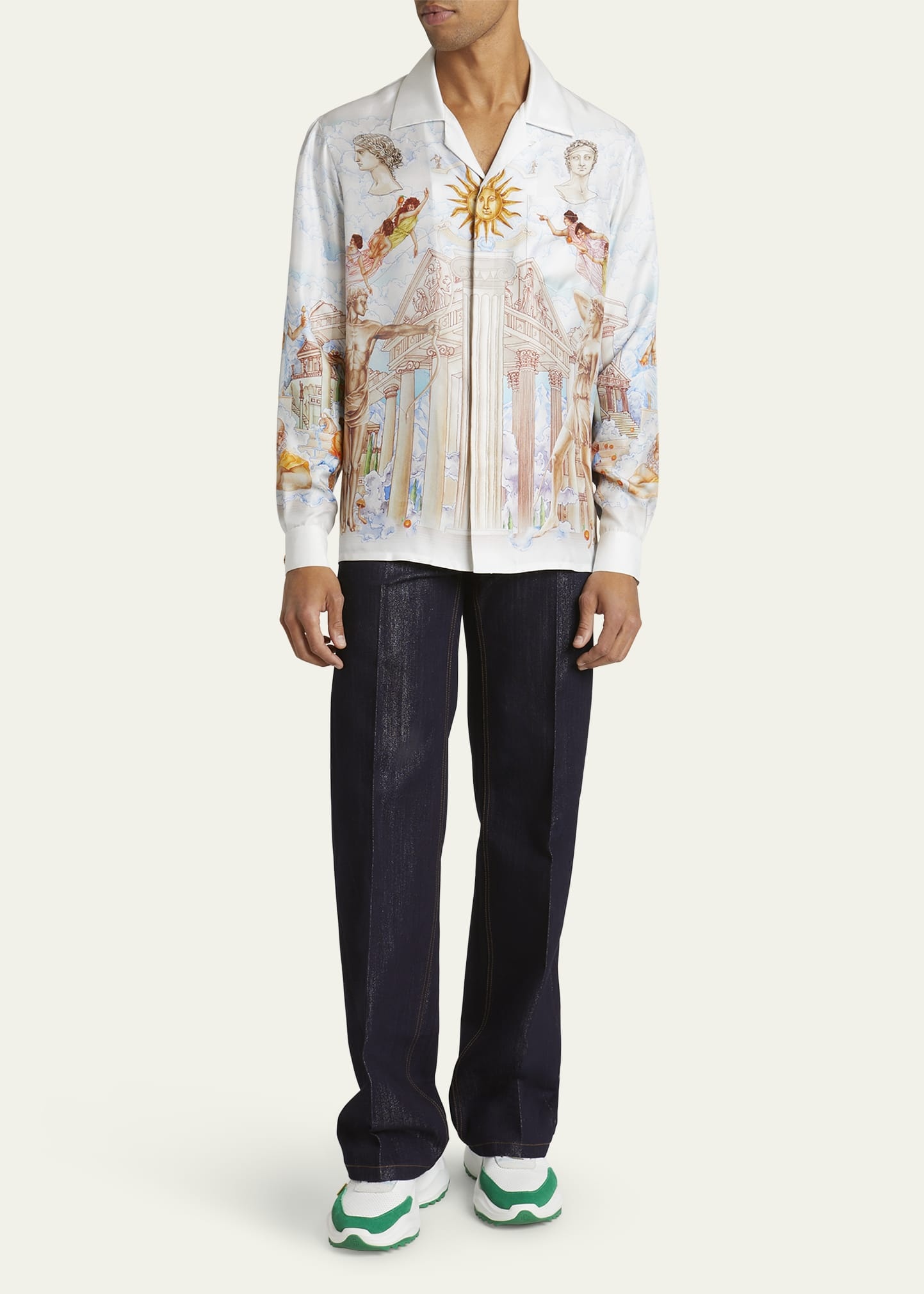 Men's Greek Temple du Savoir Silk Camp Shirt - 2