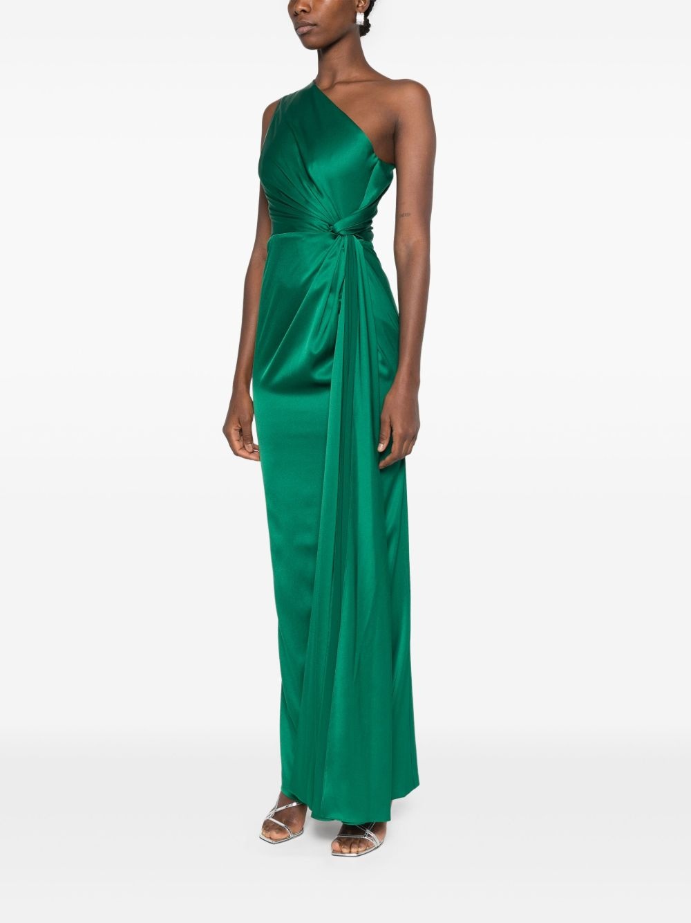 one-shoulder satin dress - 3