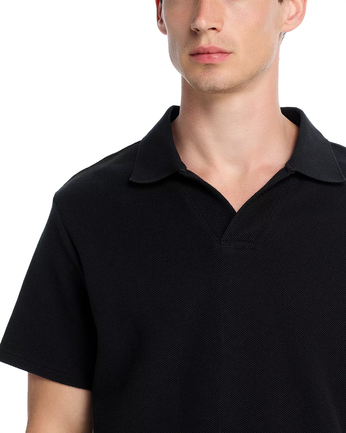 Jacquard Short Sleeve Open Collar Polo Shirt - 4