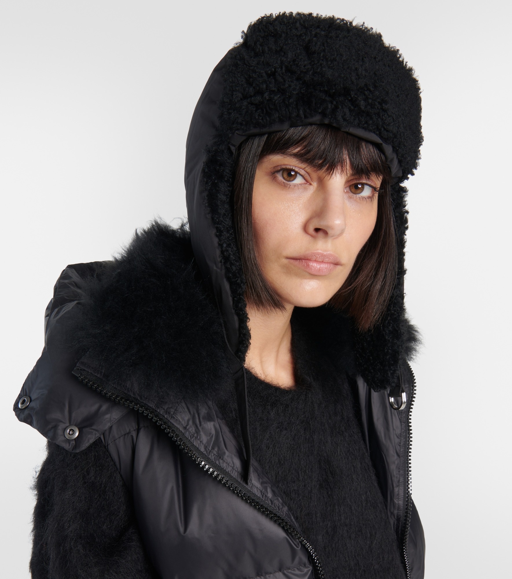 Shearling-trimmed down hat - 5