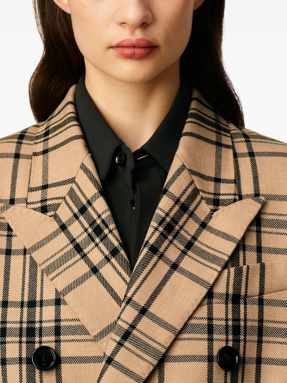 checked double-breasted blazer - 6