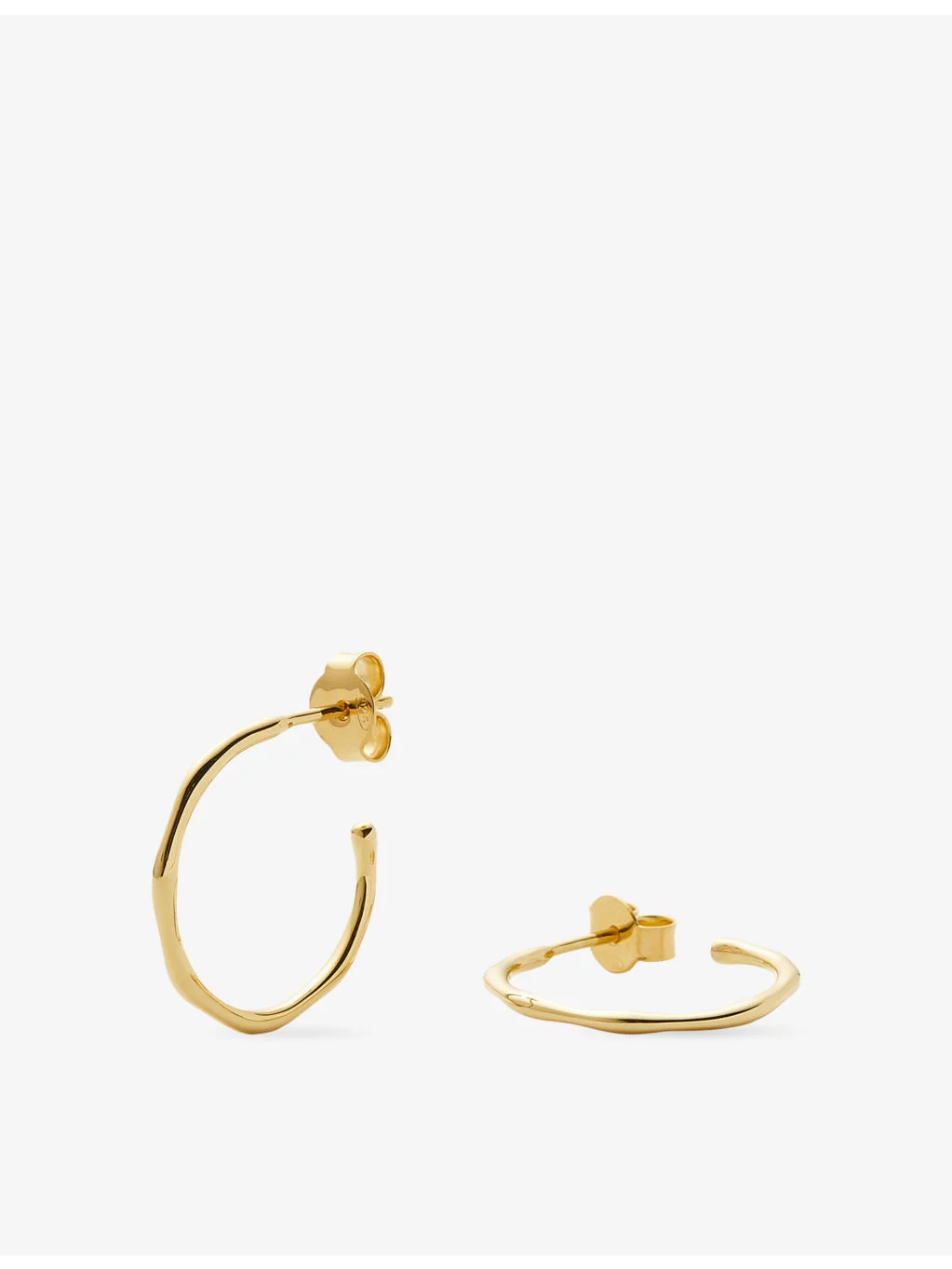 Small Molten 18ct Gold Vermeil Hoop Earrings - 1