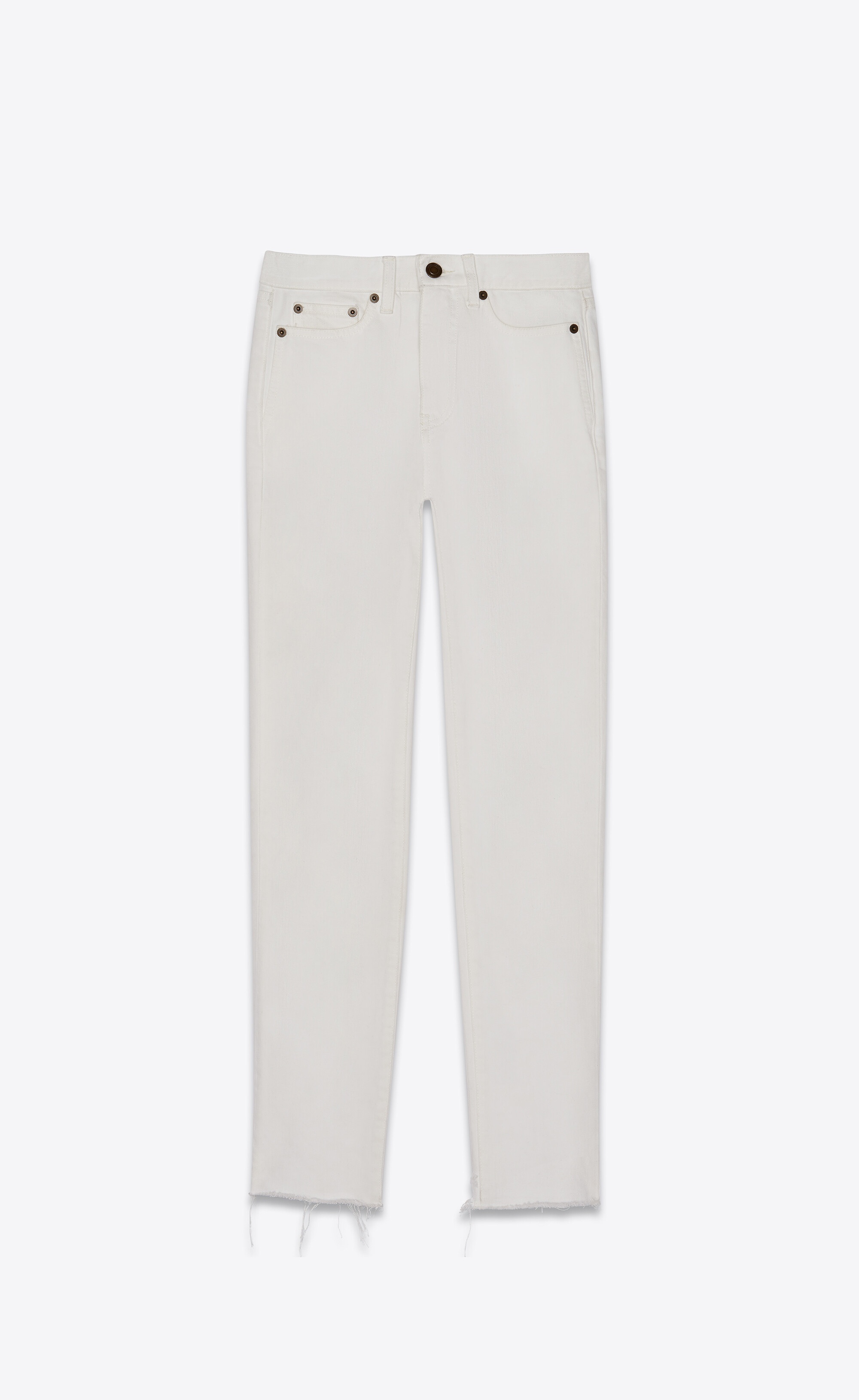 raw-edge carrot-fit jeans in vintage white denim - 1