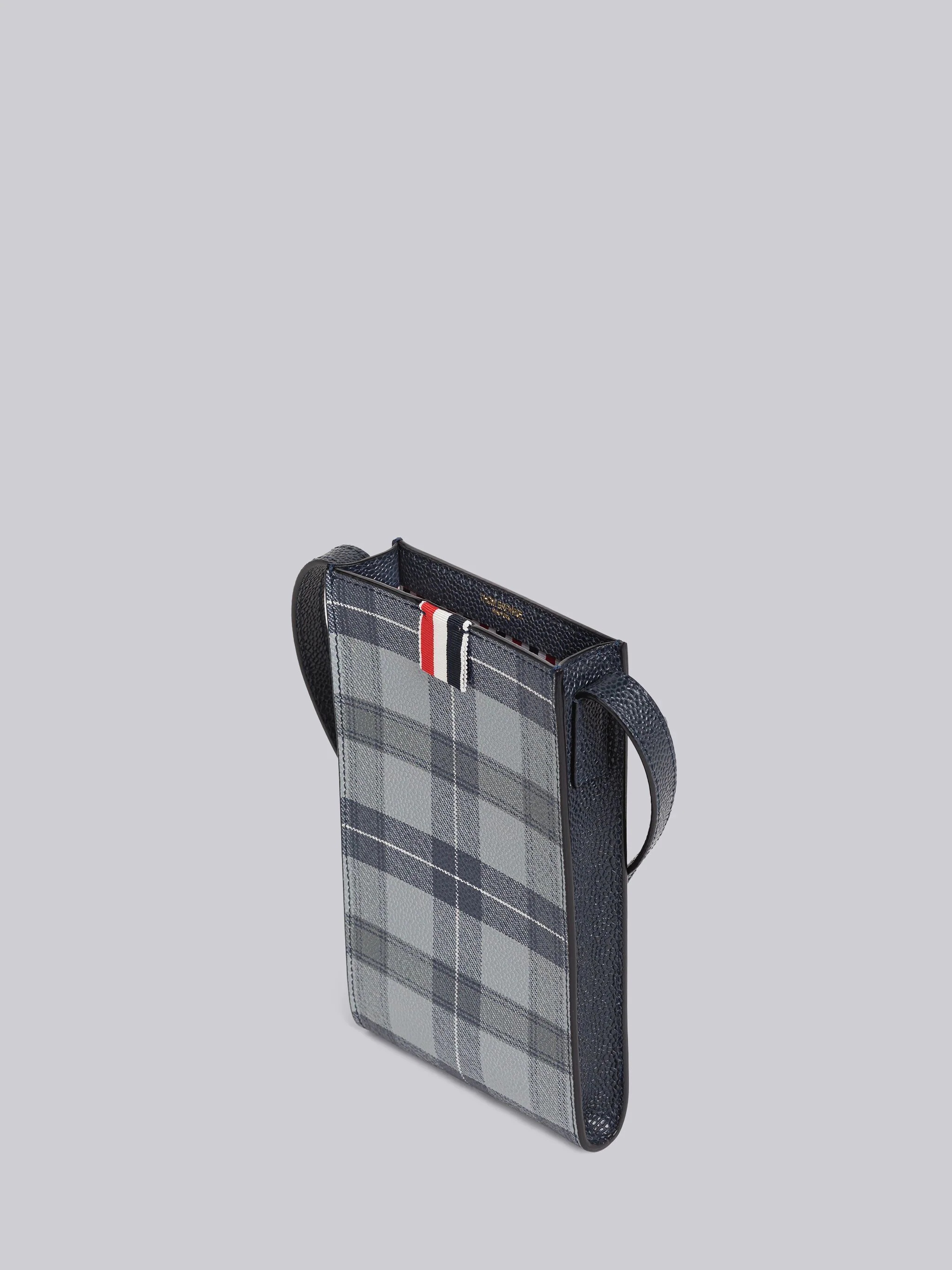 Tartan Pebble Grain Leather Crossbody Phone Holder - 4