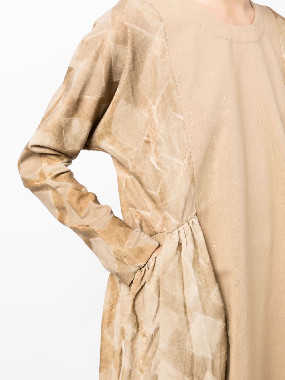 panelled long-sleeve midi dress - 5