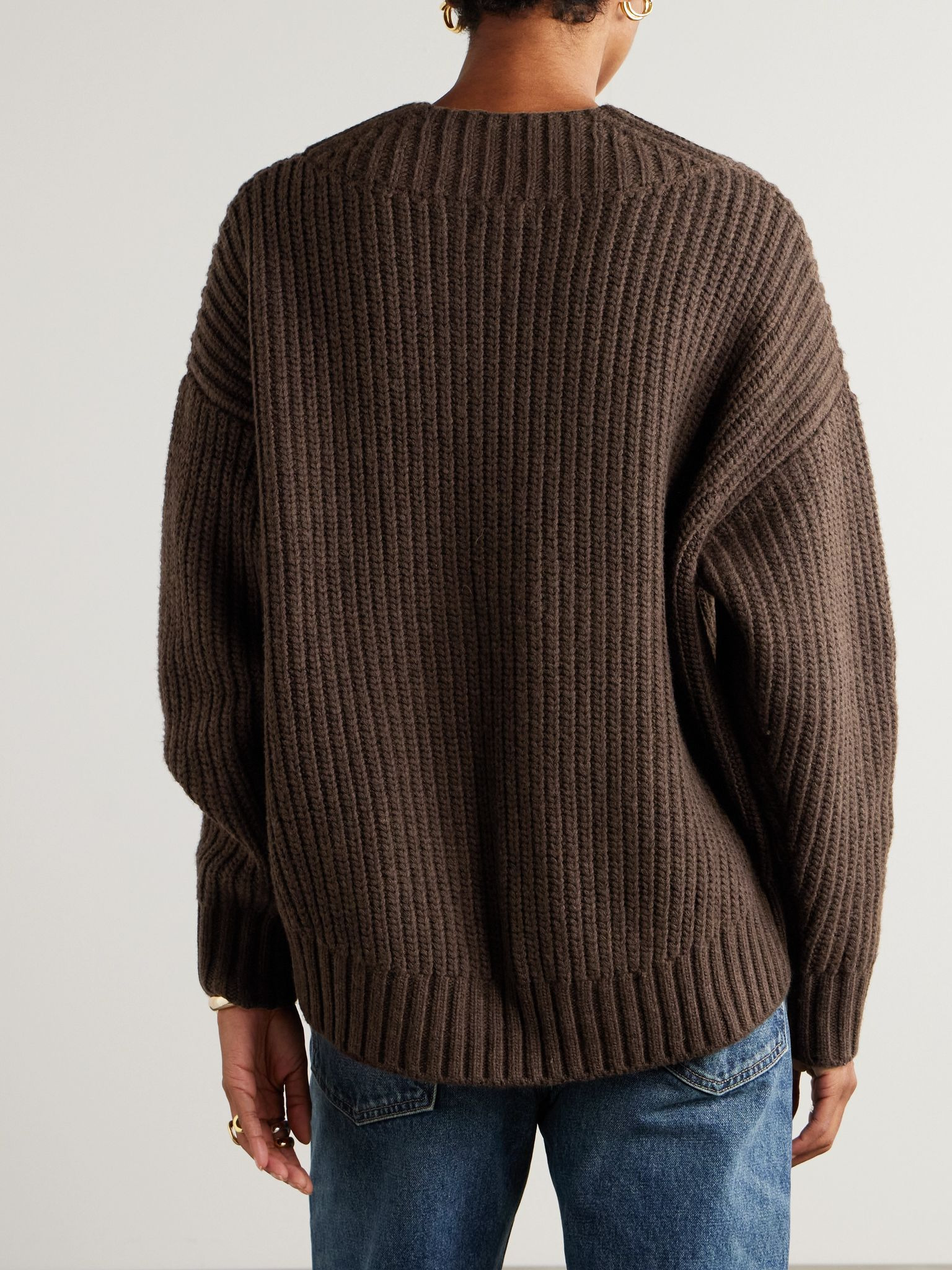 Otto ribbed-knit wool-blend sweater Dark brown - 4