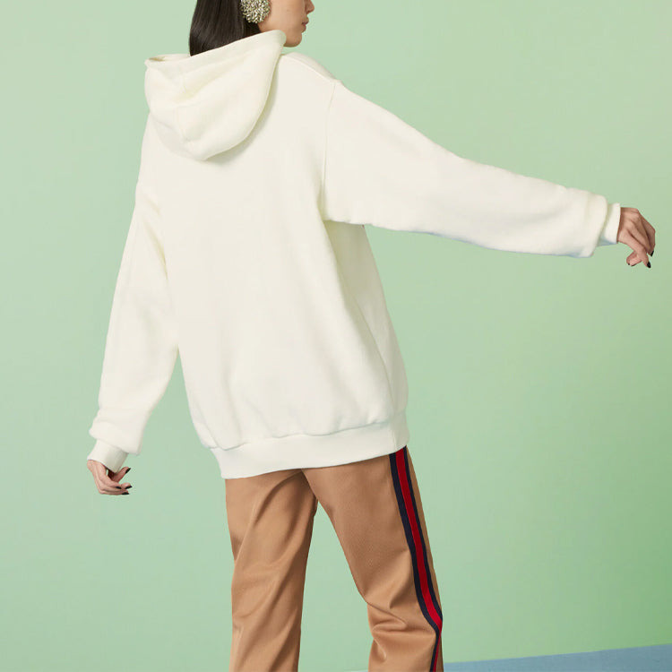 (WMNS) Gucci Cotton jersey hooded sweatshirt with Gucci Depuis 1921 cat print 'White' 717427-XJFNL-9 - 3
