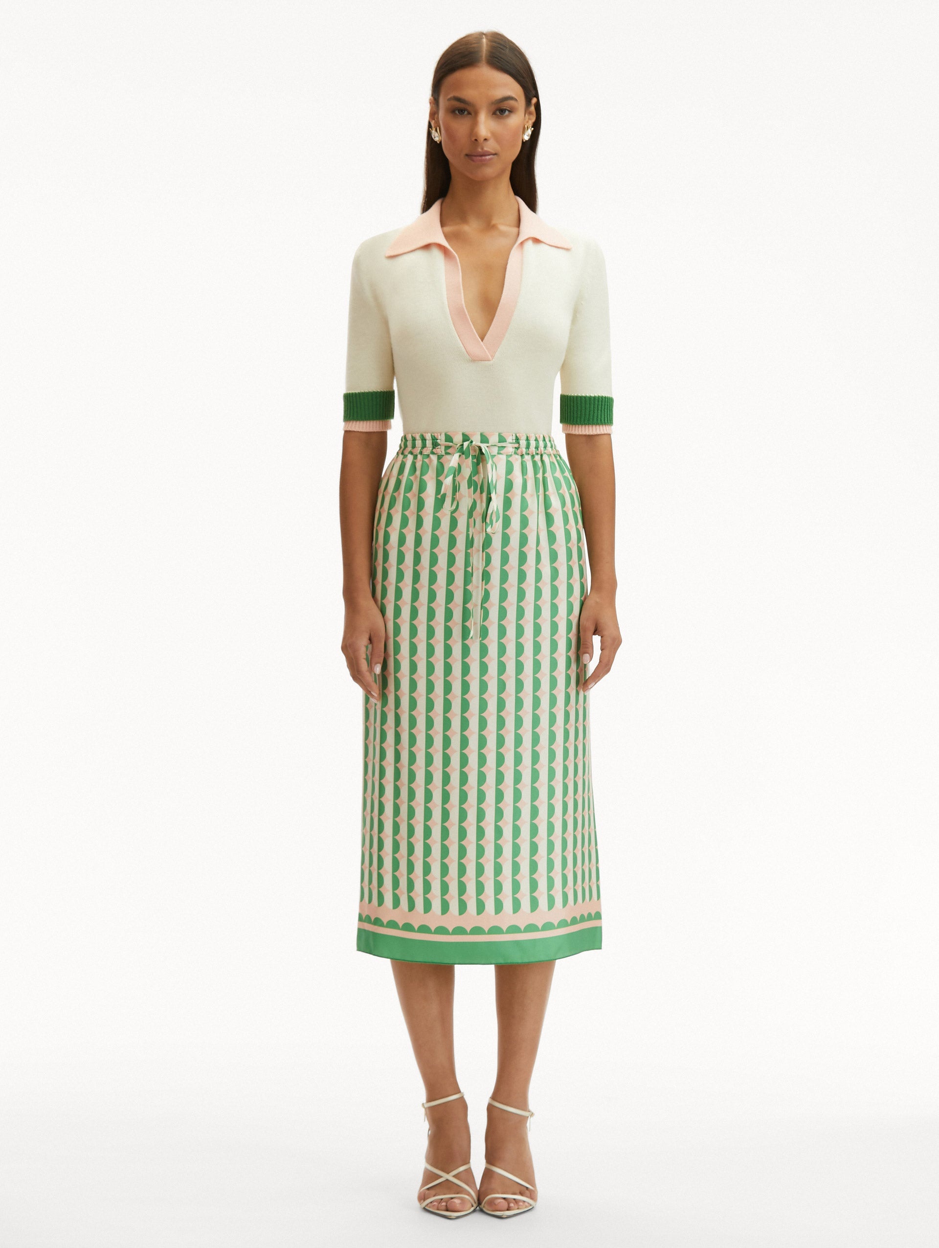 GEOMETRIC CIRCLE SILK TWILL SKIRT - 2