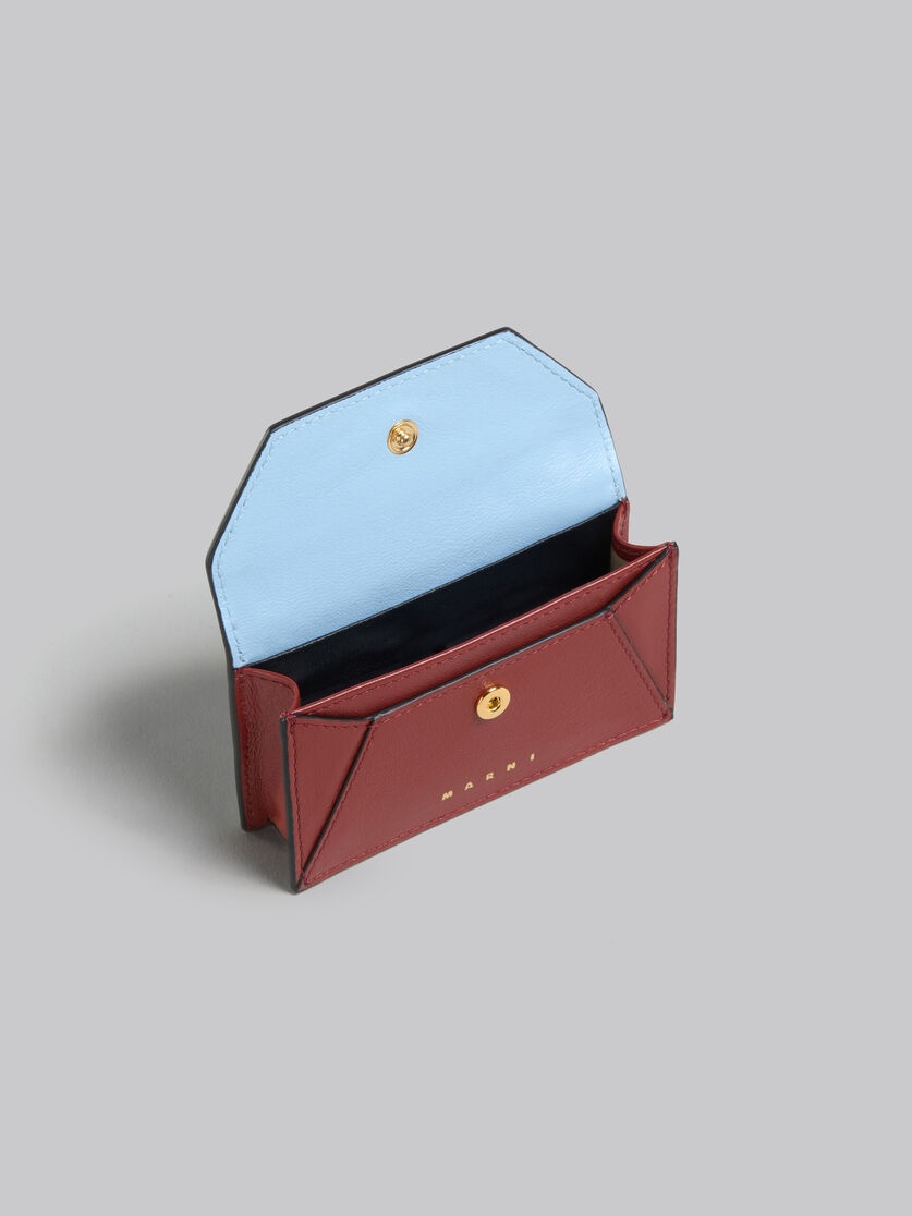 LIGHT BLUE AND BROWN LEATHER CARD CASE - 2