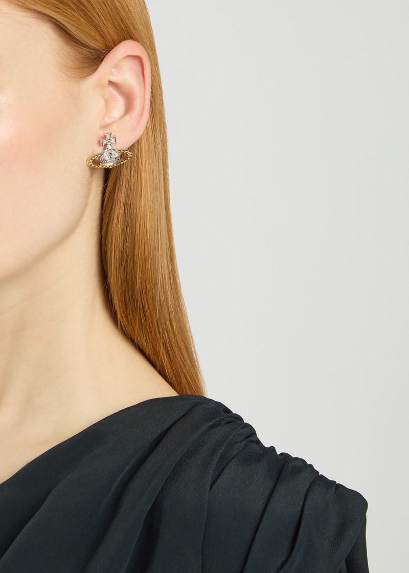 Vivienne Westwood Vivienne Westwood Mayfair Bas Relief Two-toned Rhodium-plated Stud Earrings outlook