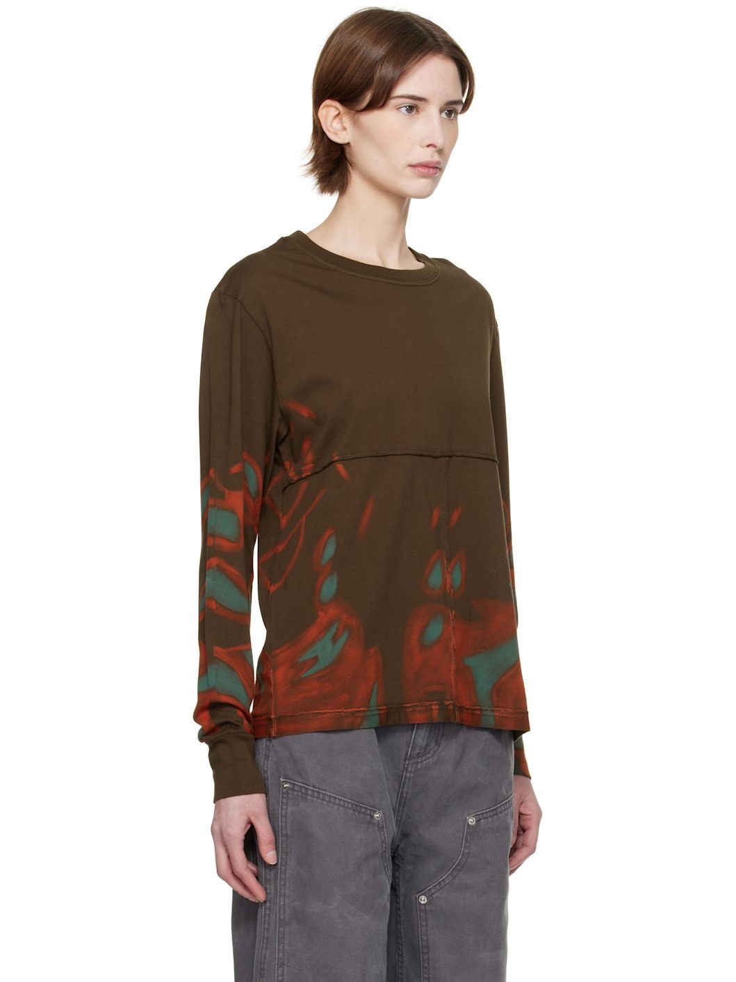 Brown Lapped Long Sleeve T-shirt - 2