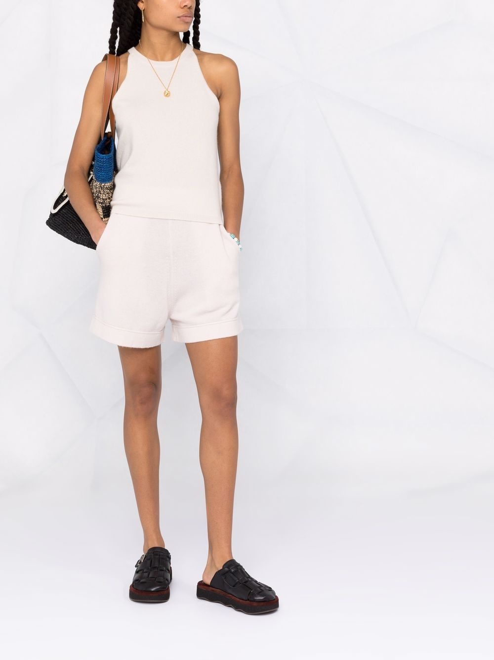 high-waisted knitted shorts - 2