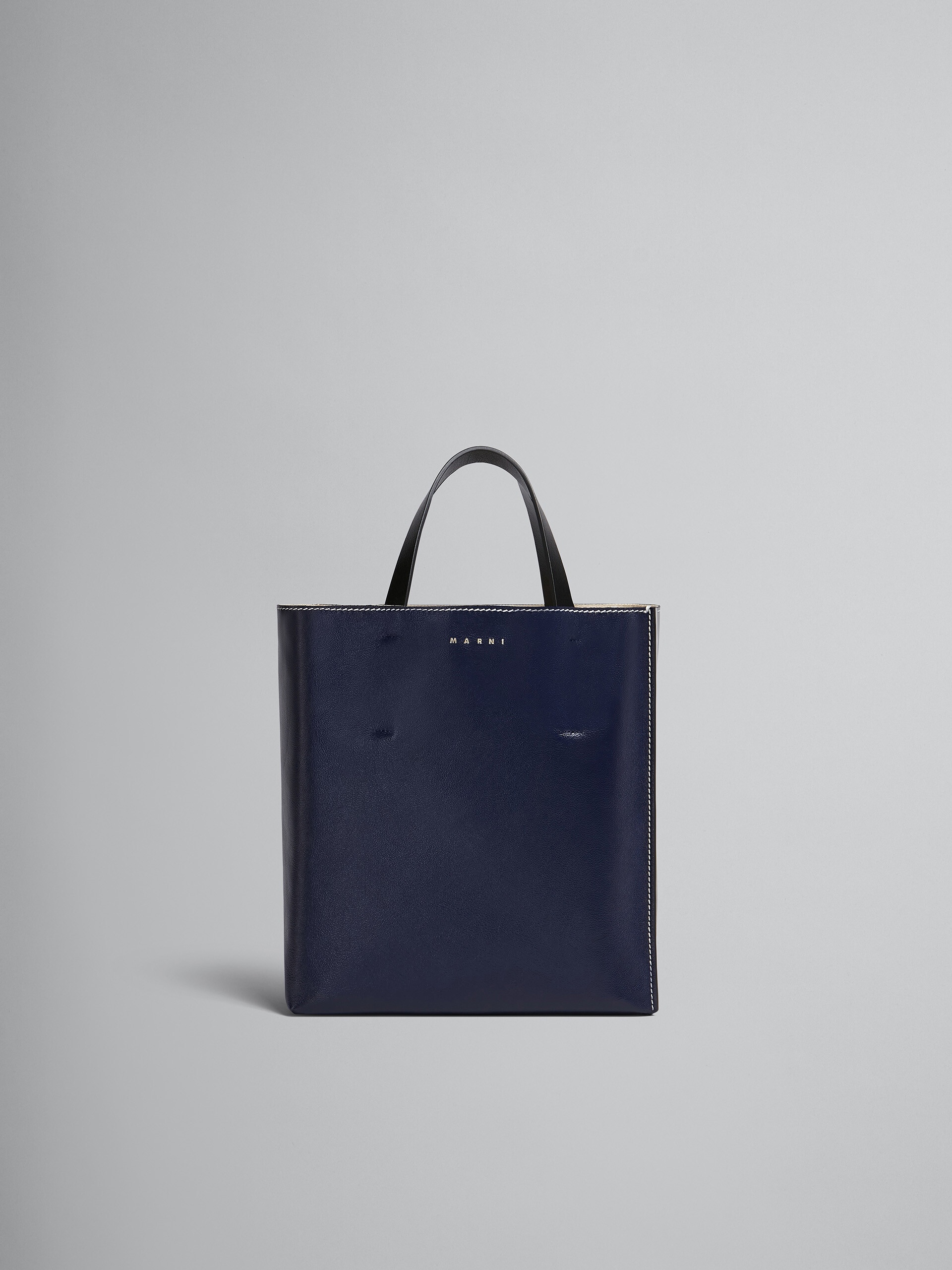 MUSEO SOFT SMALL BAG IN BLUE AND GREY LEATHER - 1