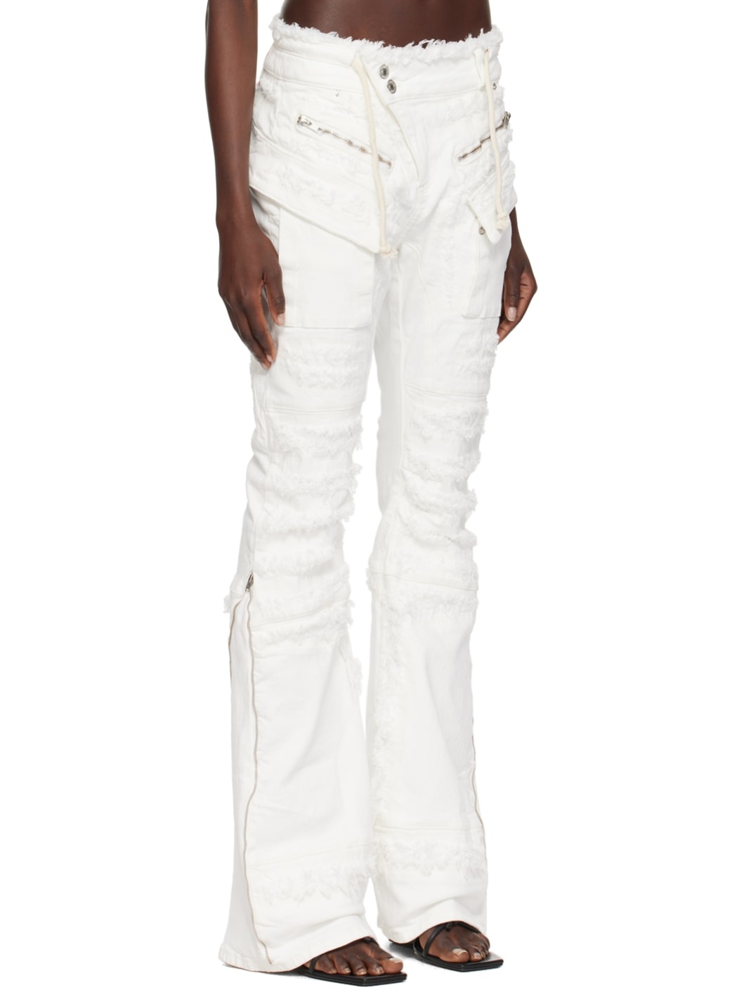 White Frayed Jeans - 2