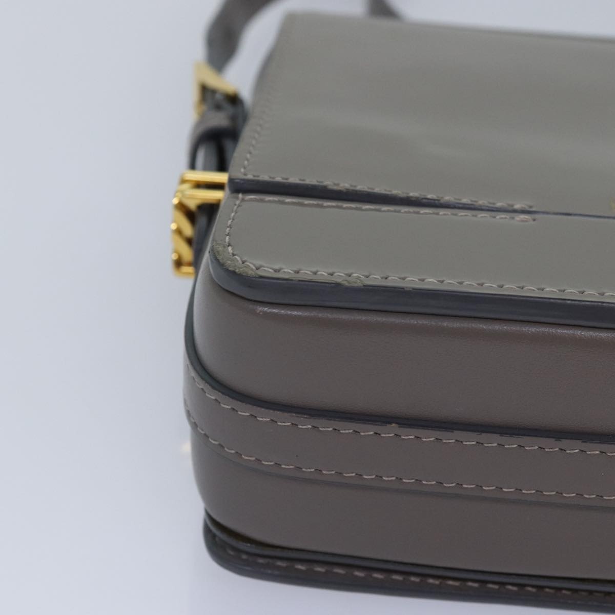 Burberry Shoulder Bag Patent Leather Gray Gold - 10