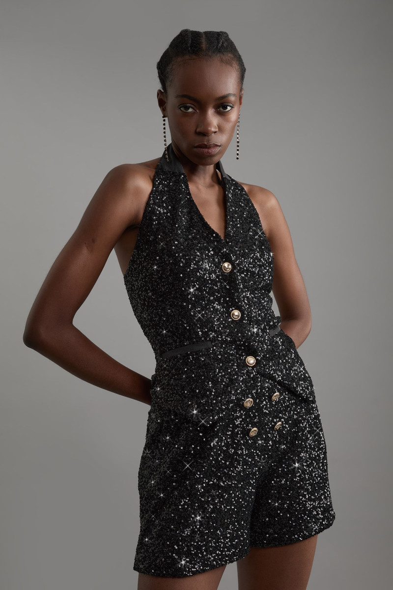 Sequin Tailored Mini Shorts 1