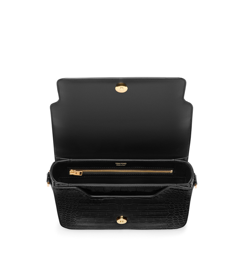 SHINY STAMPED CROCODILE LEATHER WHITNEY MEDIUM SHOULDER BAG 4