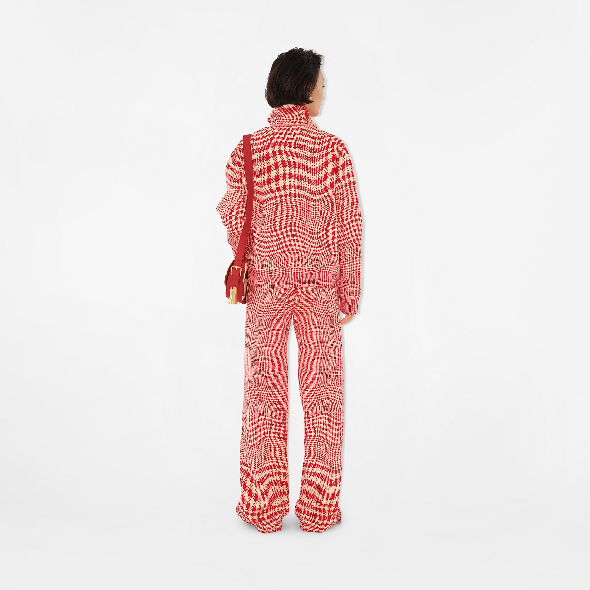 Warped Houndstooth Nylon Blend Track Jacket - 4