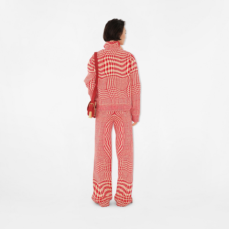 Warped Houndstooth Nylon Blend Track Jacket 4