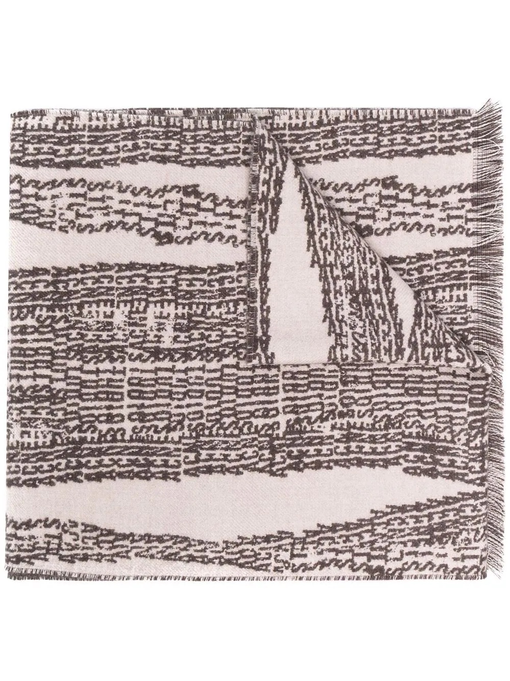 graphic-print wool-blend scarf - 1