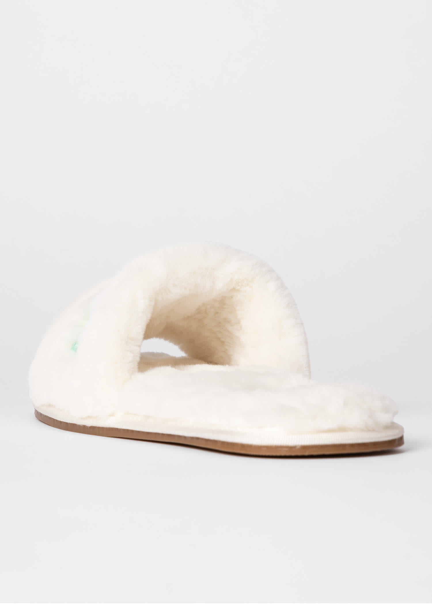 Cream 'Juniper' Faux Fur Logo Slides - 4