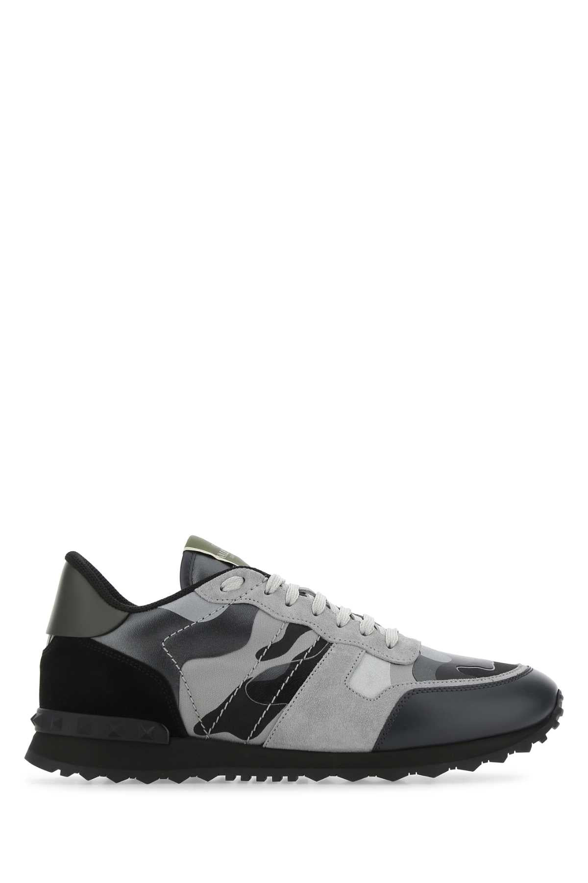 Valentino Garavani Men Multicolor Fabric And Nappa Leather Rockrunner Camouflage Sneakers - 1