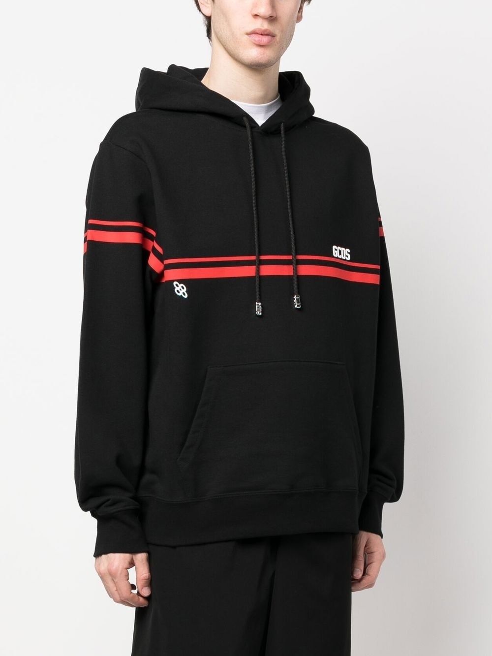 stripe-detail cotton hoodie - 3