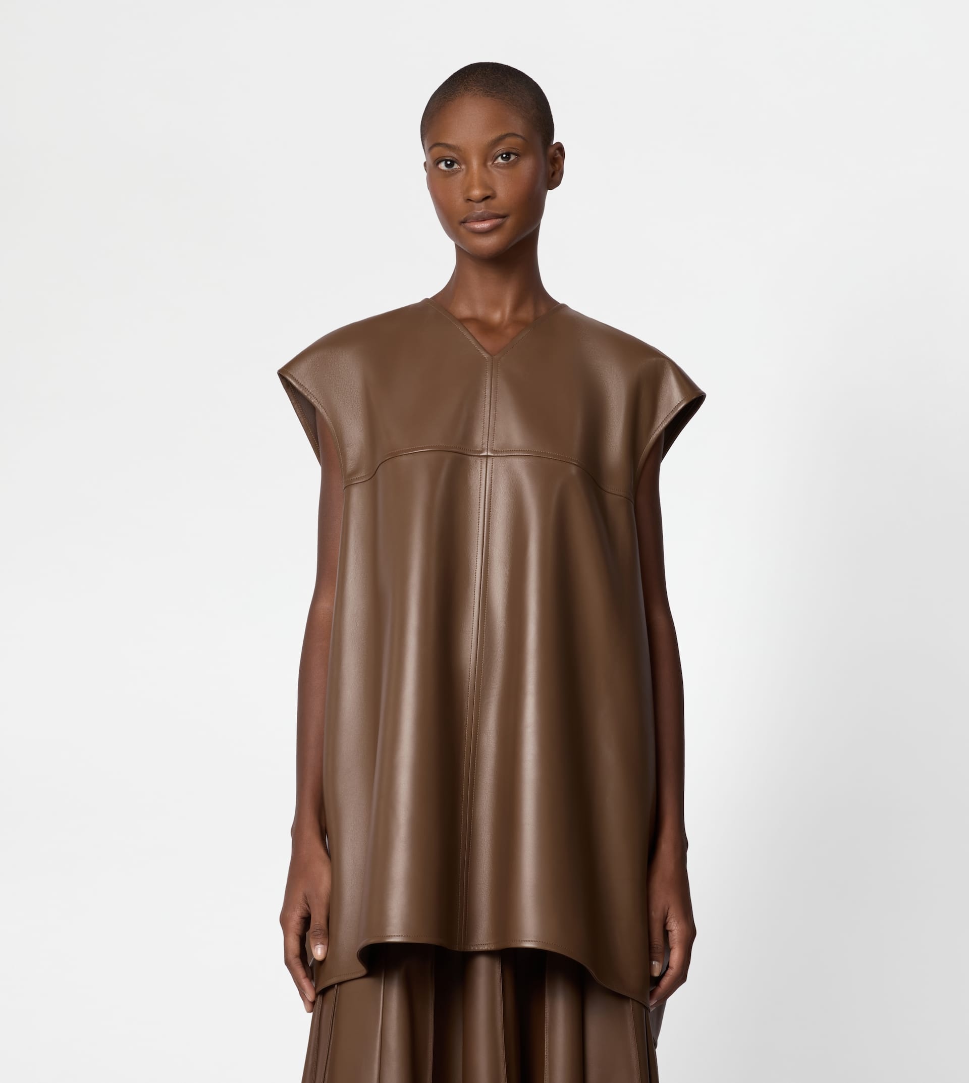 TUNIC IN LEATHER - BROWN - 4