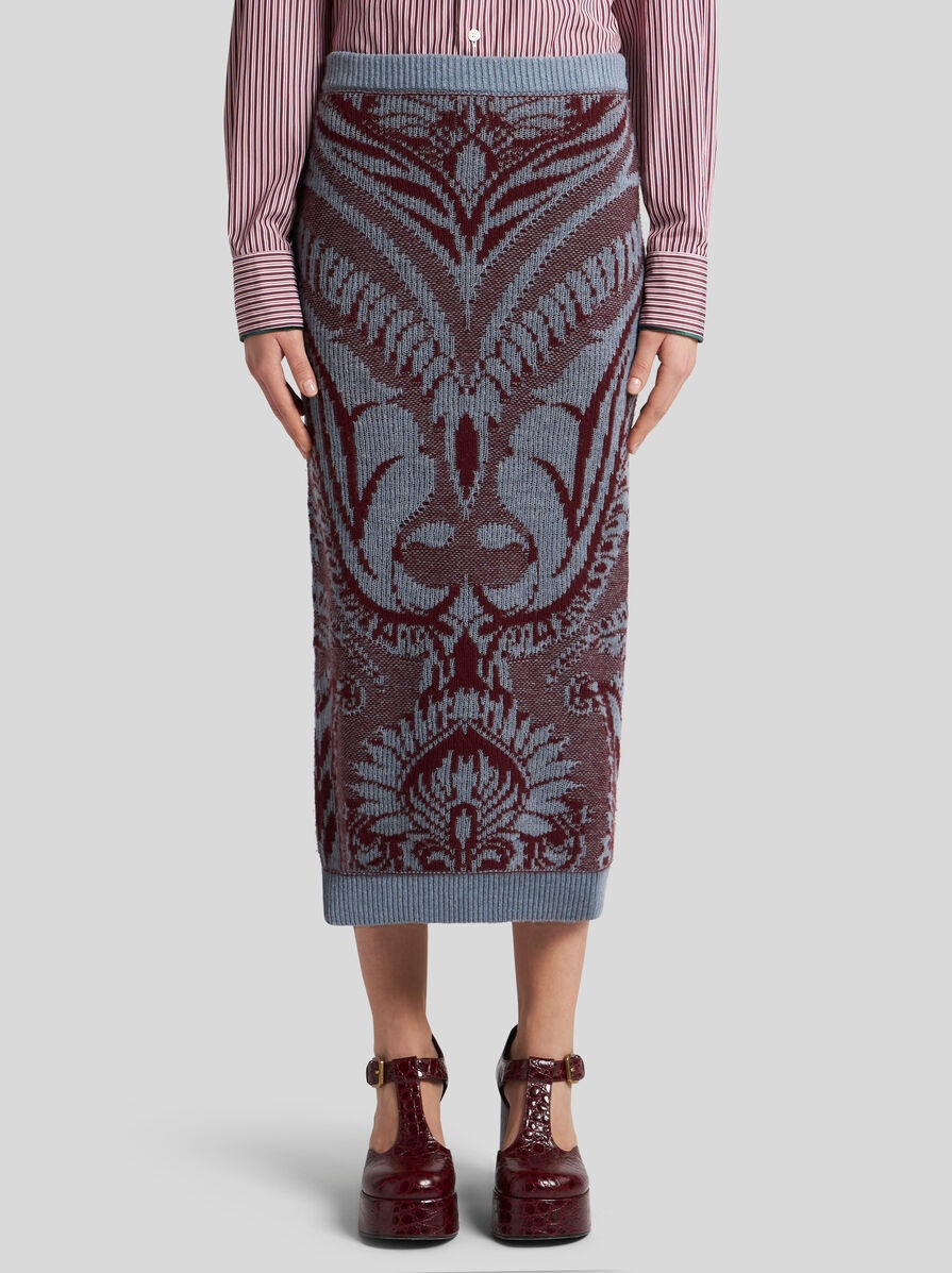 WOOL JACQUARD PENCIL SKIRT - 3